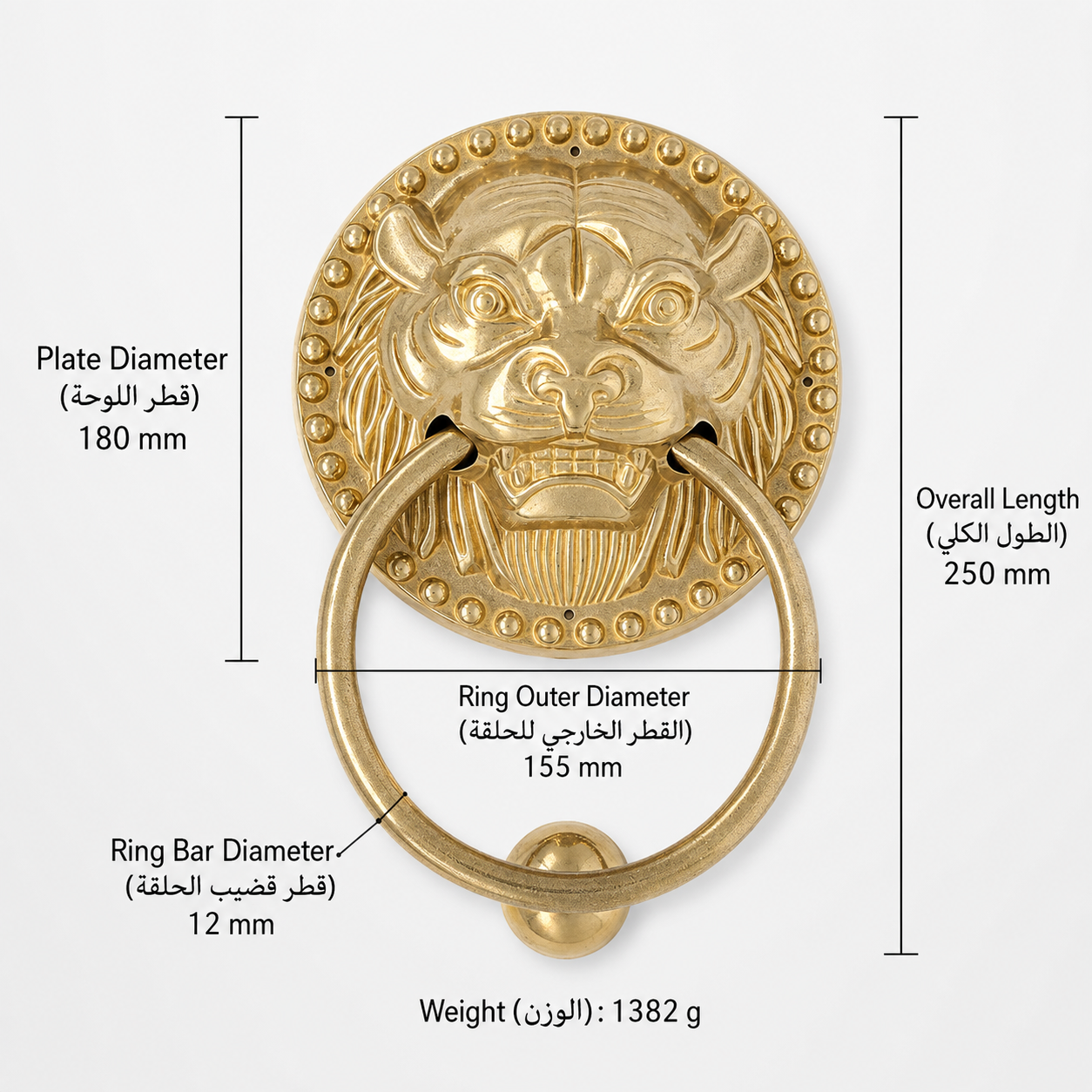 Entry Door Handles & Locks T0201 in Solid brass for entry doors and interior doors, product number T0201, T0201 - Polished brass - 180mm
