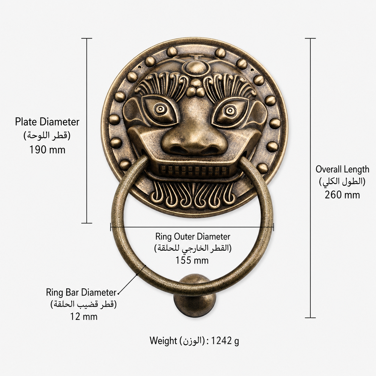 Entry Door Handles & Locks T0401 in Solid brass for entry doors and interior doors, product number T0401, T0401 - Antique bronze - 190mm