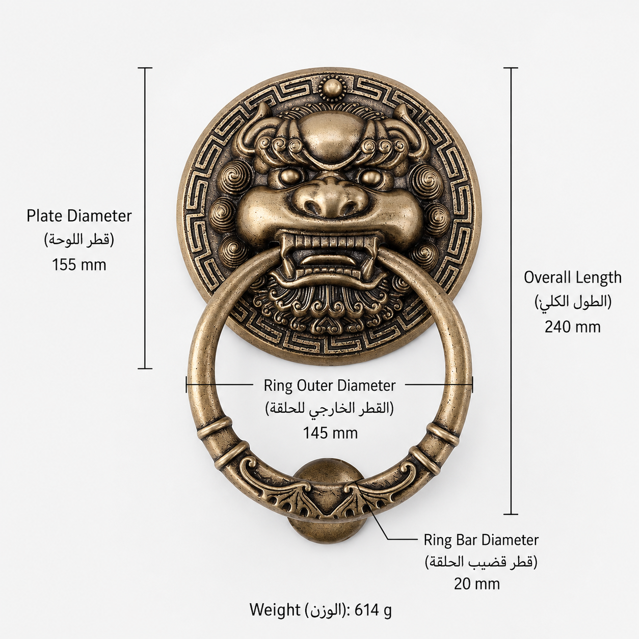 Entry Door Handles & Locks T0406 in Solid brass for entry doors and interior doors, product number T0406, T0406 - Antique bronze - 155mm