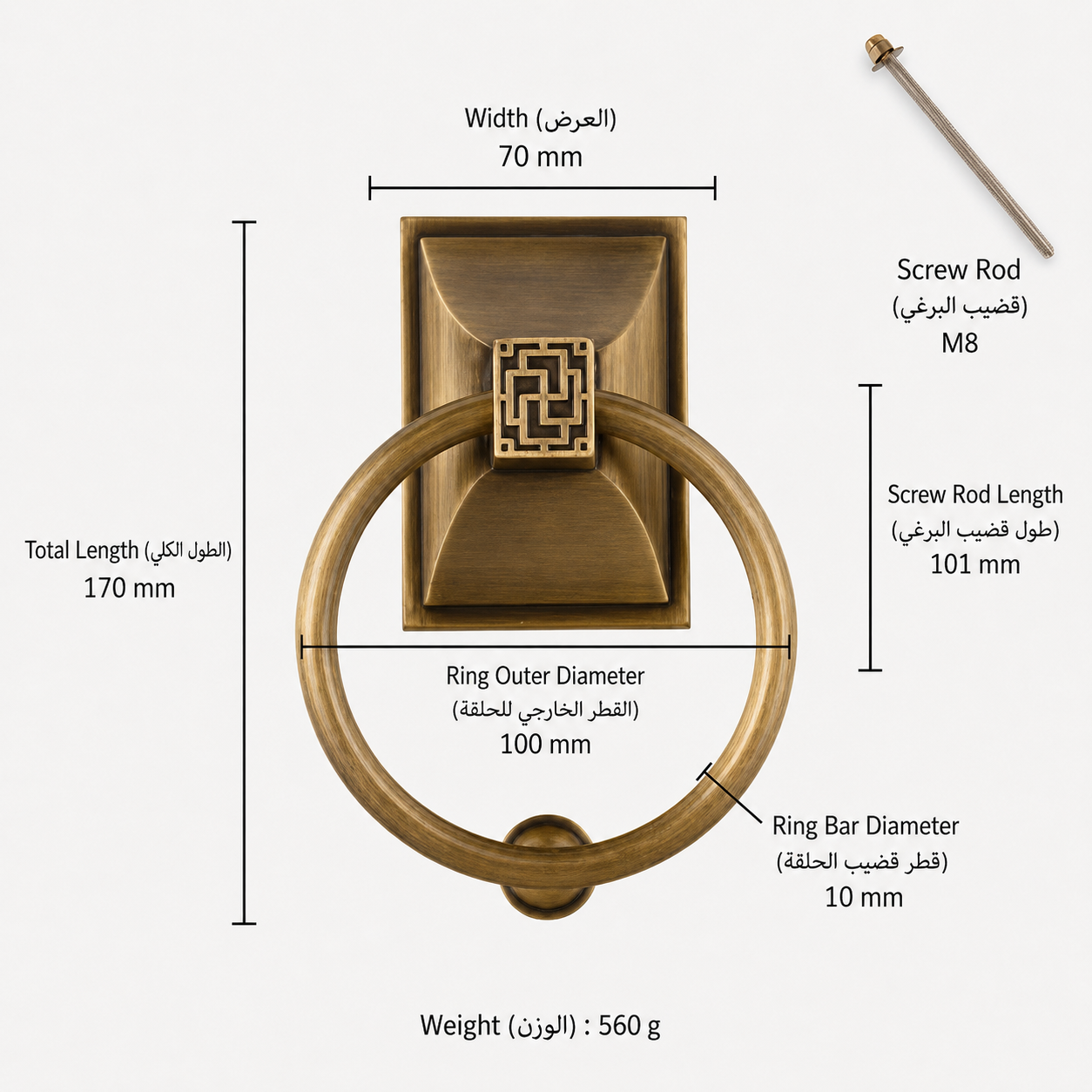 Entry Door Handles & Locks T0817 in Solid brass for entry doors and interior doors, product number T0817, T0817 - 100mm