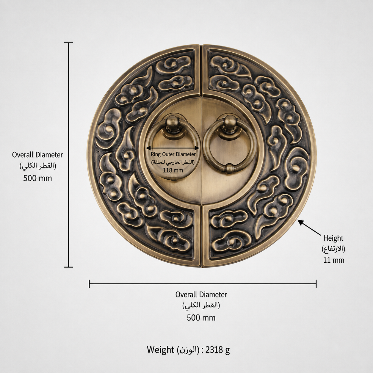 Entry Door Handles & Locks T0818 in Solid brass for entry doors and interior doors, product number T0818, T0818 - Brass - 500mm