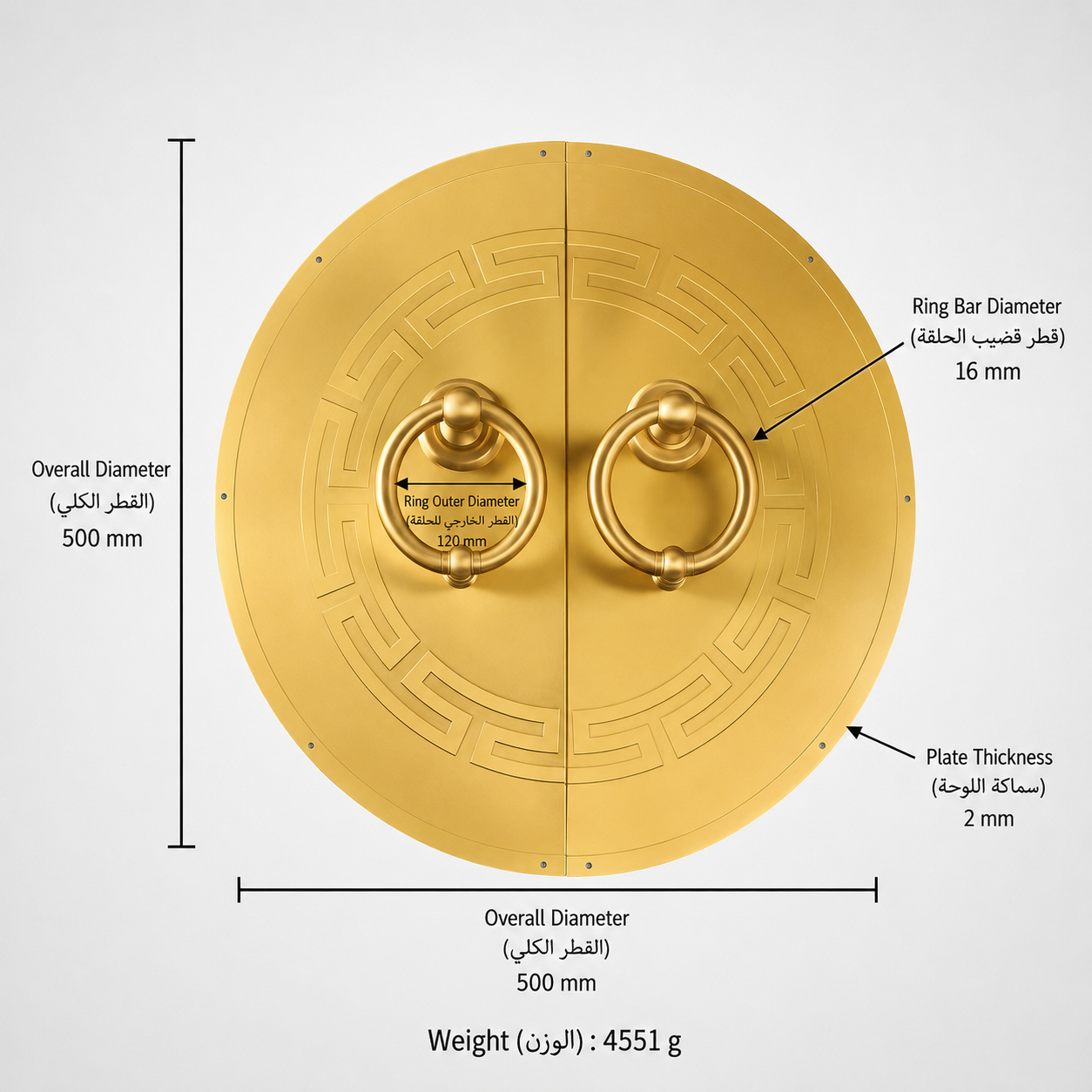 Entry Door Handles & Locks T0831 in Solid brass for entry doors and interior doors, product number T0831, T0831 - Brass - 500mm
