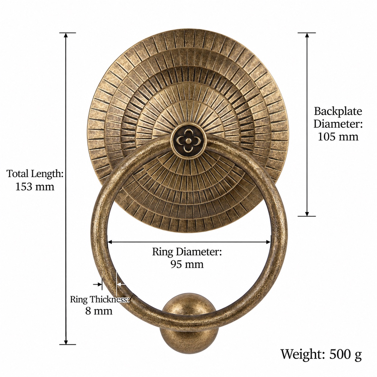 Classic Handles & Knobs T0606 in Solid brass for cabinets, wardrobes and furniture, product number T0606, T0606 - Antique bronze - 105mm
