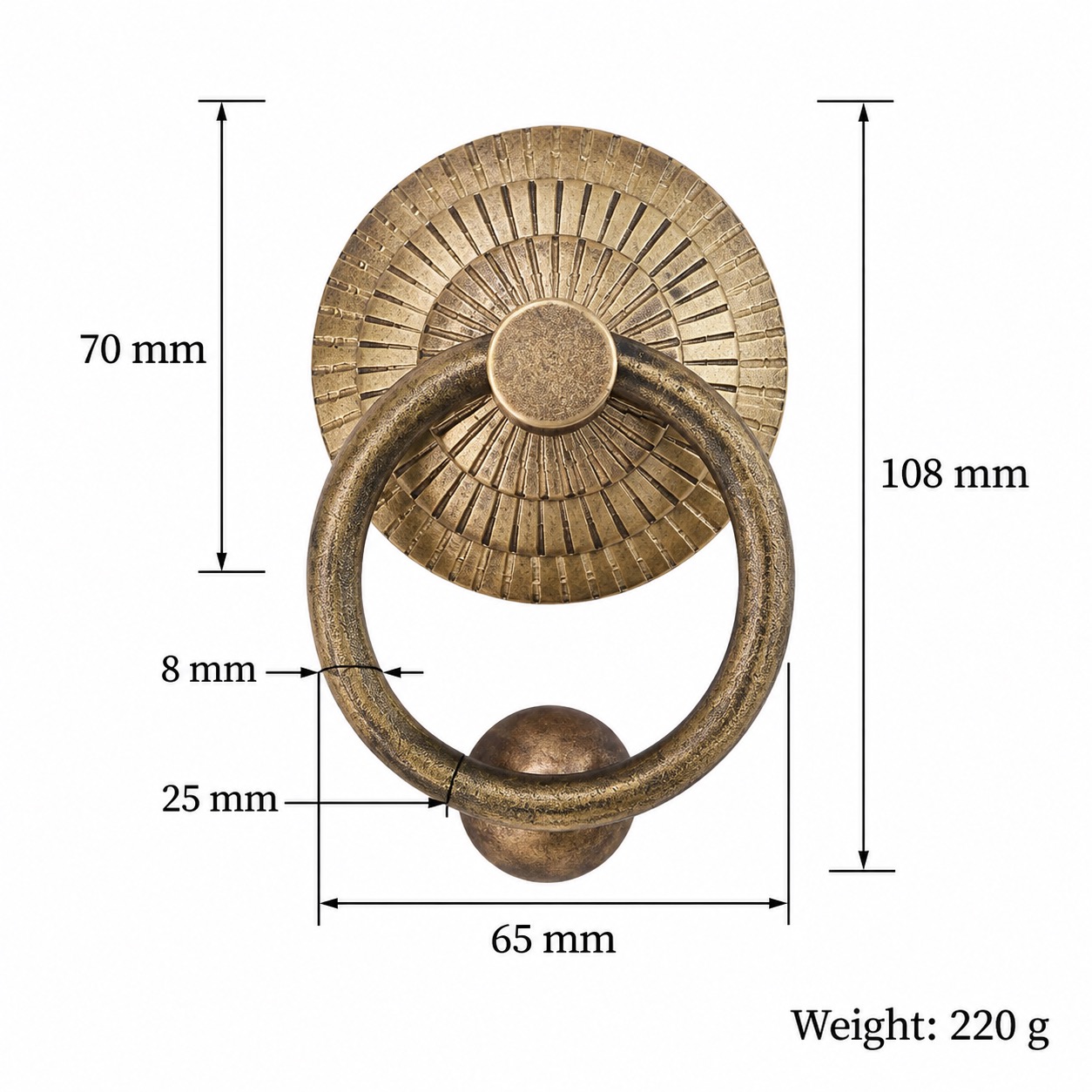 Classic Handles & Knobs T0606 in Solid brass for cabinets, wardrobes and furniture, product number T0606, T0606 - Antique bronze - 70mm