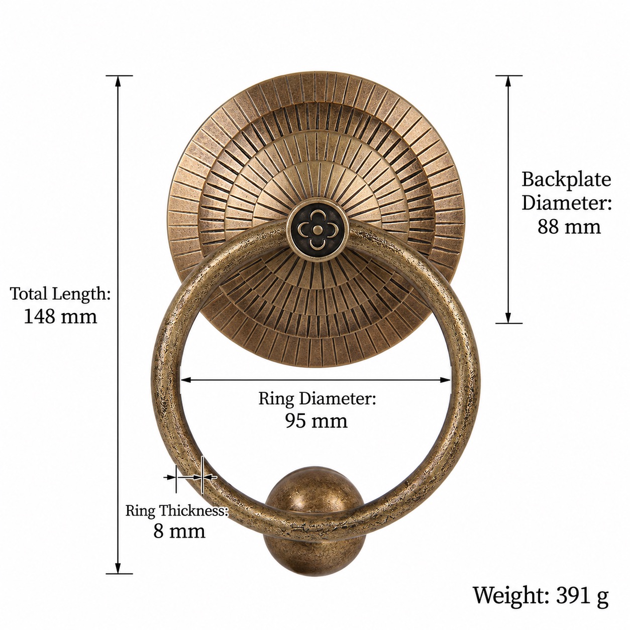 Classic Handles & Knobs T0606 in Solid brass for cabinets, wardrobes and furniture, product number T0606, T0606 - Antique bronze - 88mm