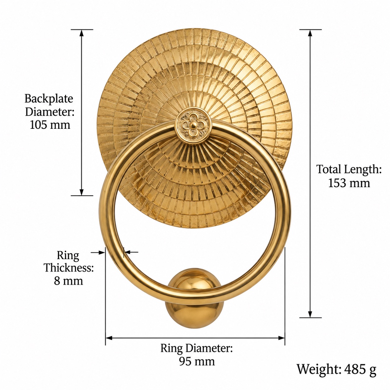 Classic Handles & Knobs T0606 in Solid brass for cabinets, wardrobes and furniture, product number T0606, T0606 - Brass - 105mm