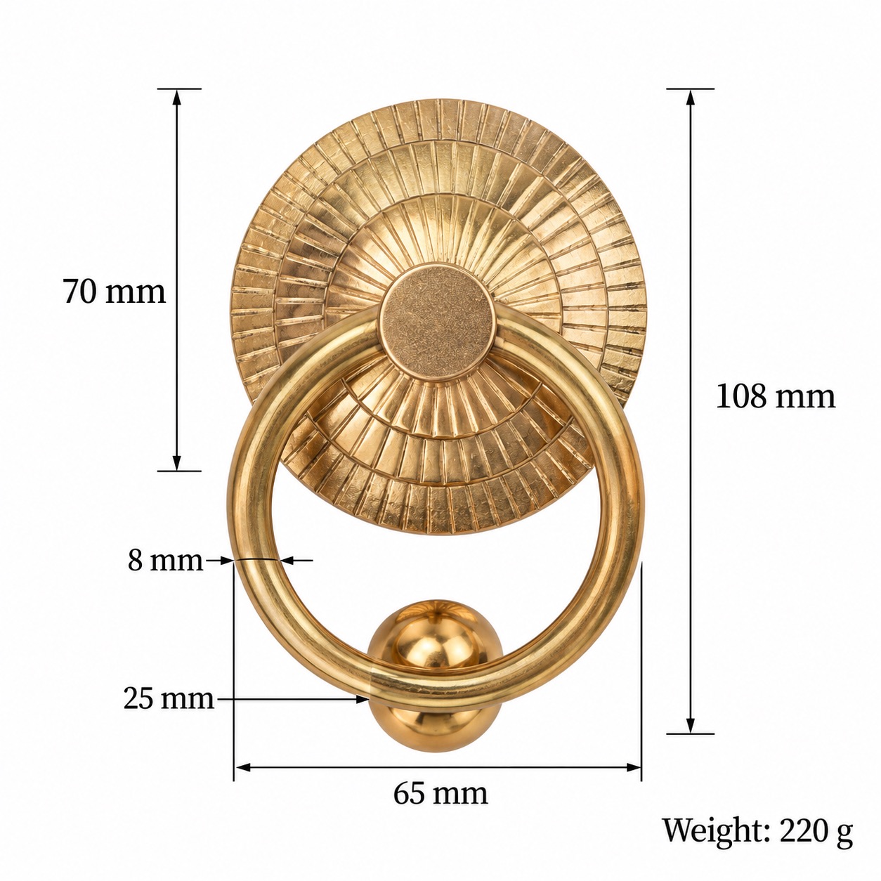 Classic Handles & Knobs T0606 in Solid brass for cabinets, wardrobes and furniture, product number T0606, T0606 - Brass - 70mm