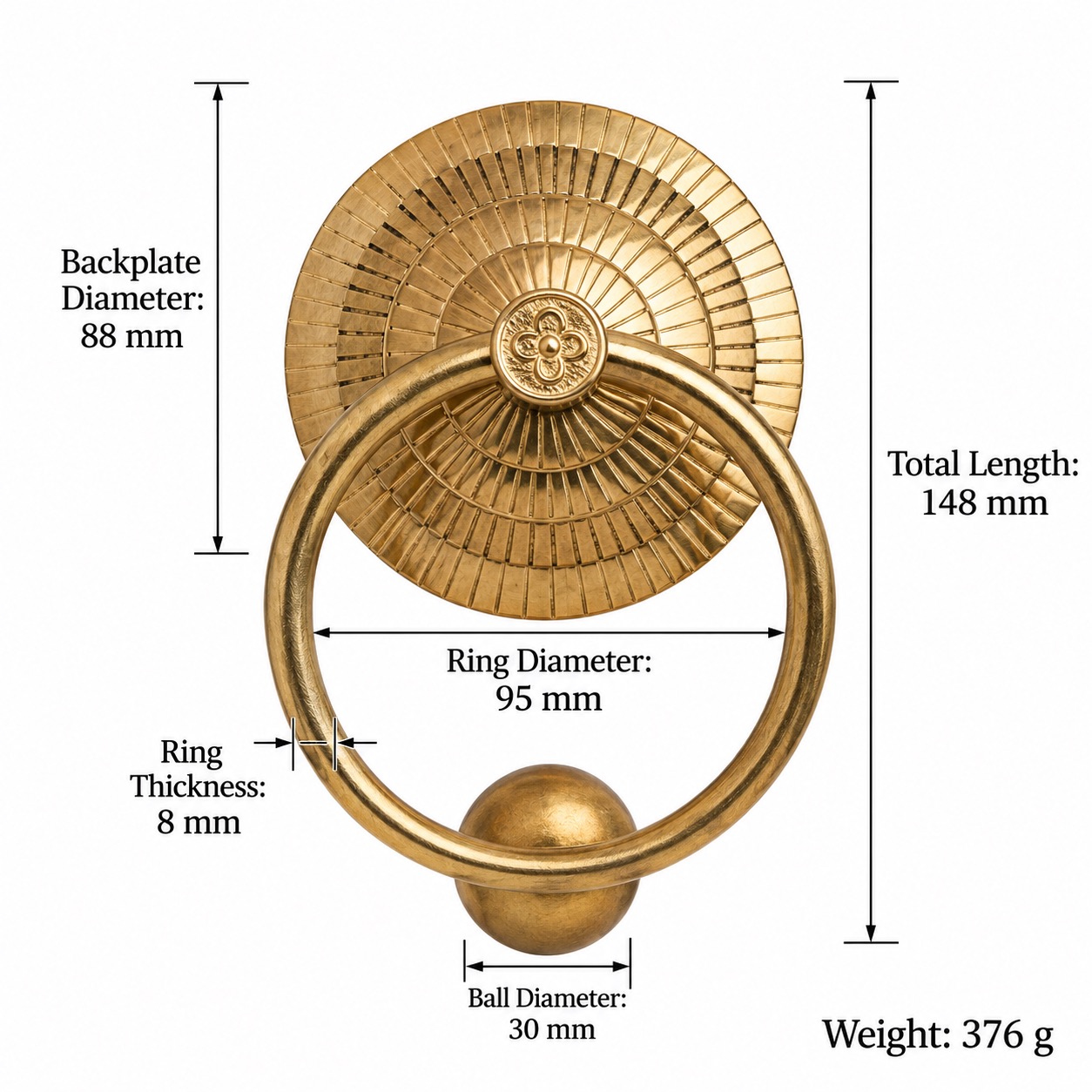 Classic Handles & Knobs T0606 in Solid brass for cabinets, wardrobes and furniture, product number T0606, T0606 - Brass - 88mm