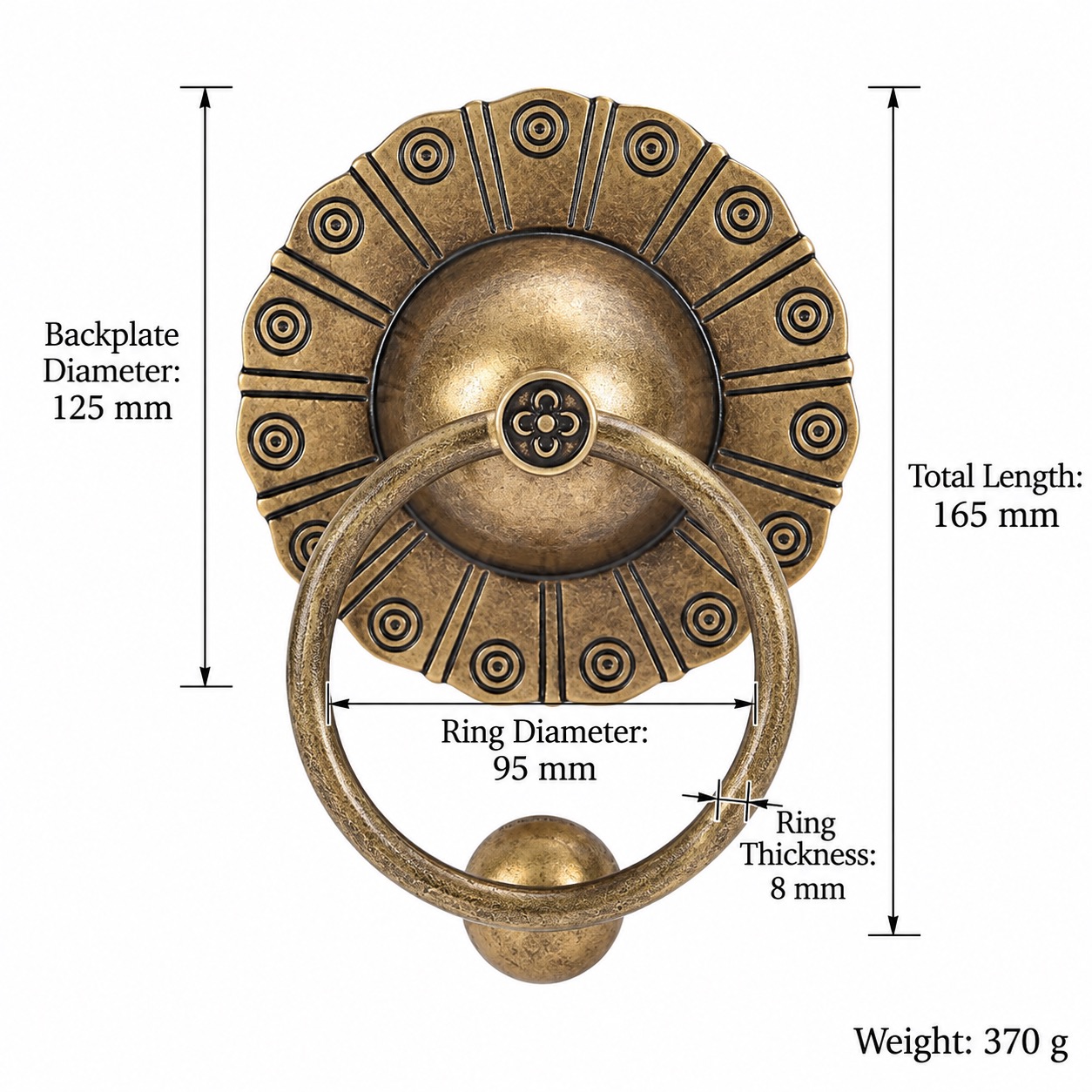Classic Handles & Knobs T0702 in Solid brass for cabinets, wardrobes and furniture, product number T0702, T0702 - Antique bronze - 125mm