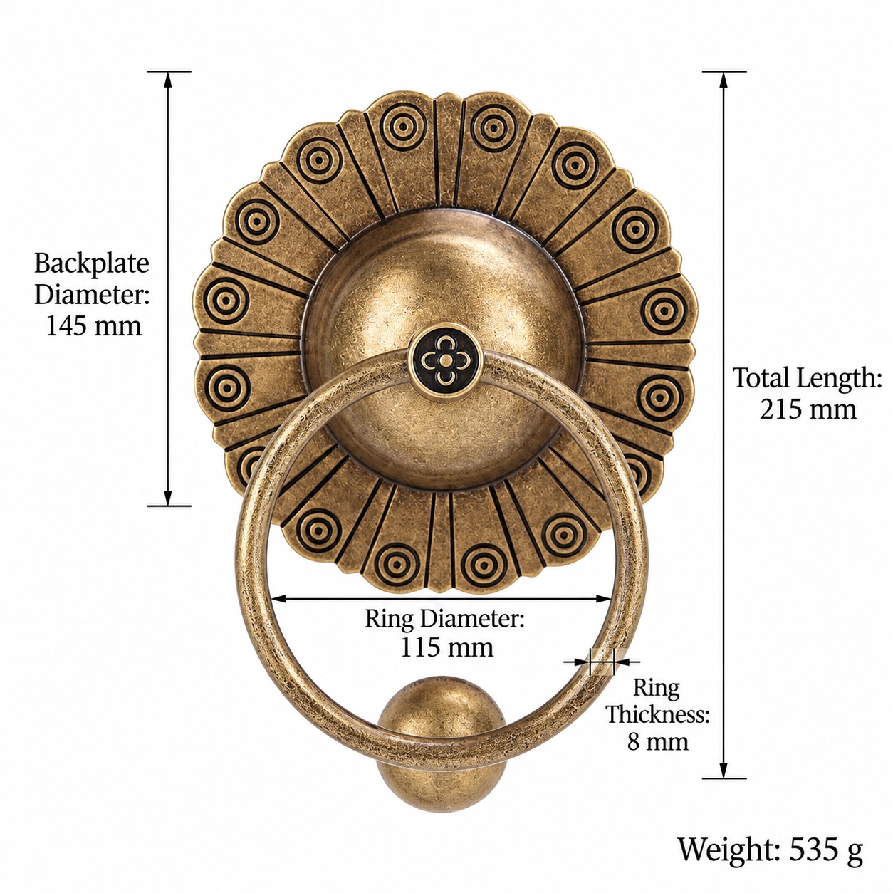 Classic Handles & Knobs T0702 in Solid brass for cabinets, wardrobes and furniture, product number T0702, T0702 - Antique bronze - 145mm