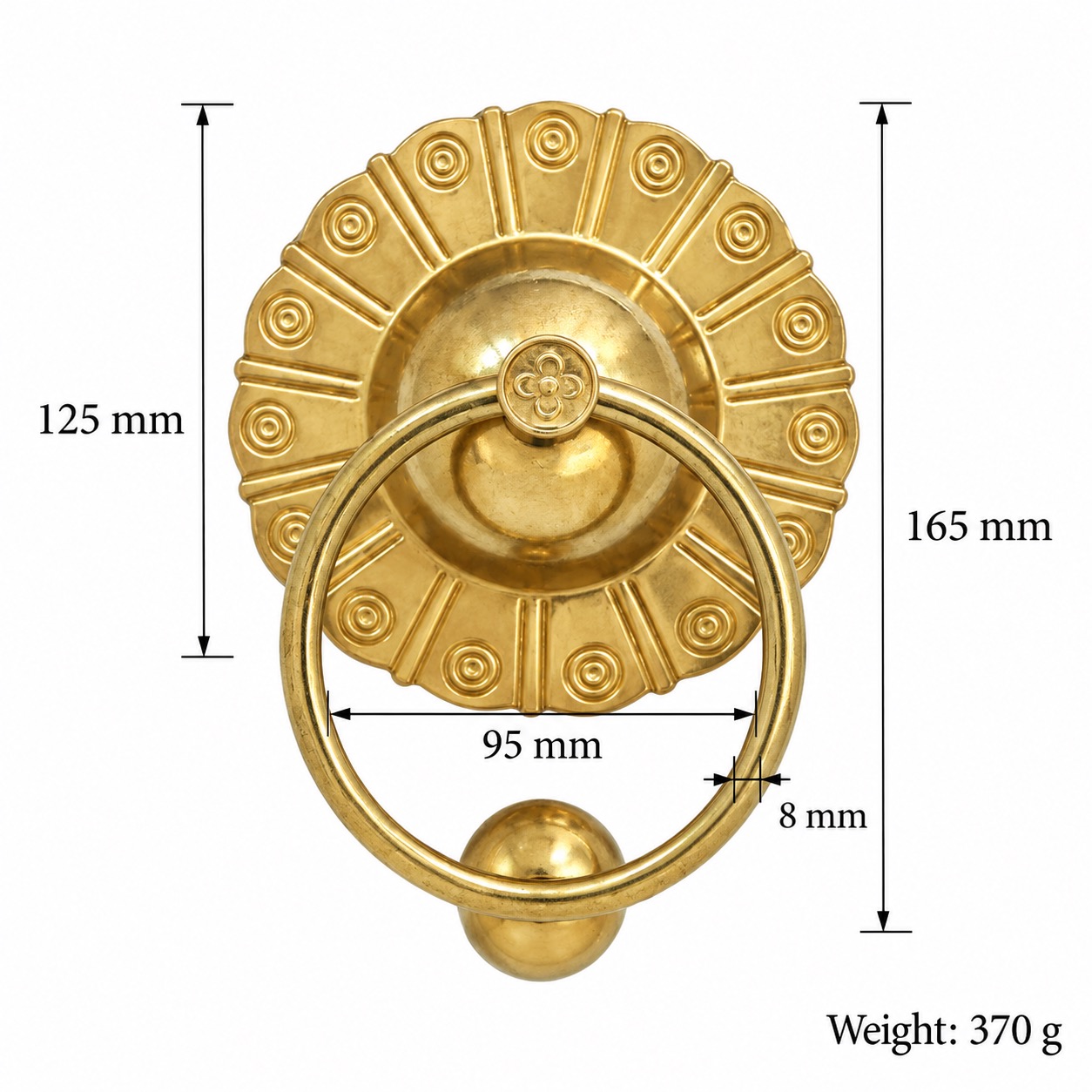 Classic Handles & Knobs T0702 in Solid brass for cabinets, wardrobes and furniture, product number T0702, T0702 - Brass - 125mm