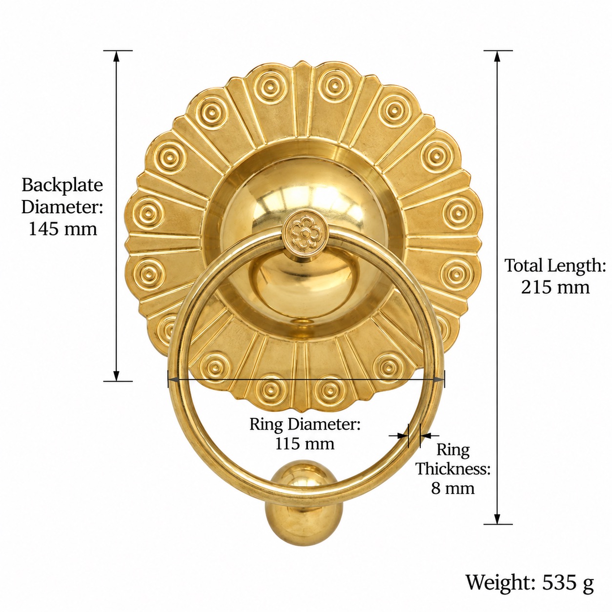 Classic Handles & Knobs T0702 in Solid brass for cabinets, wardrobes and furniture, product number T0702, T0702 - Brass - 145mm