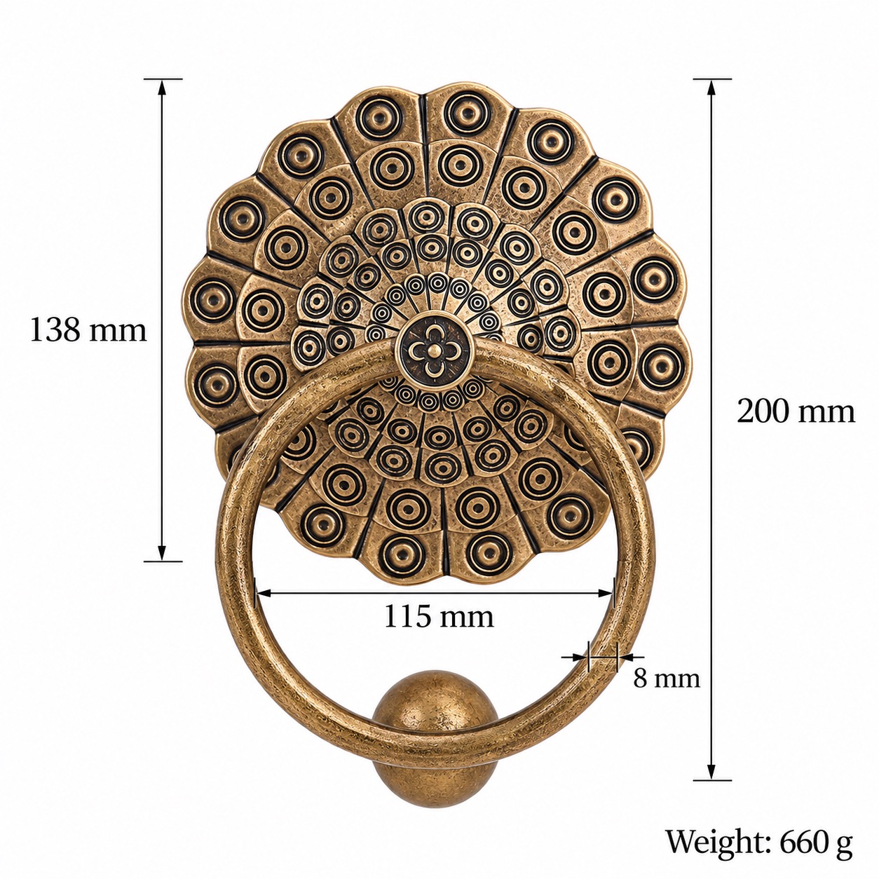 Classic Handles & Knobs T0703 in Solid brass for cabinets, wardrobes and furniture, product number T0703, T0703 - Antique bronze - 138mm