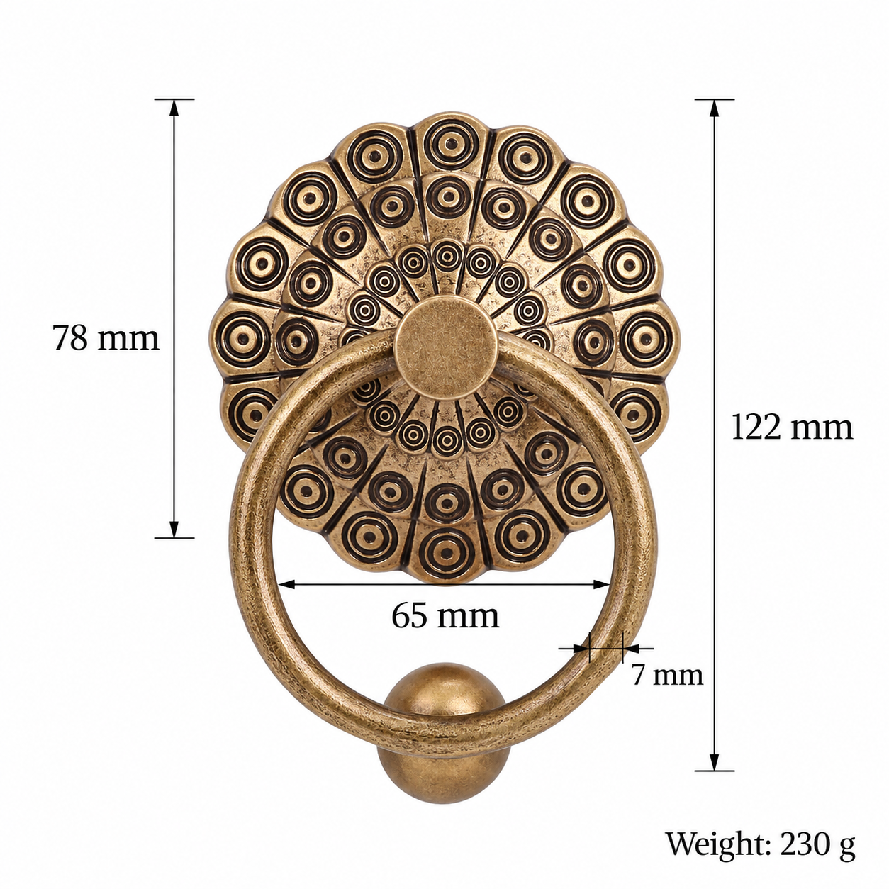 Classic Handles & Knobs T0703 in Solid brass for cabinets, wardrobes and furniture, product number T0703, T0703 - Antique bronze - 78mm