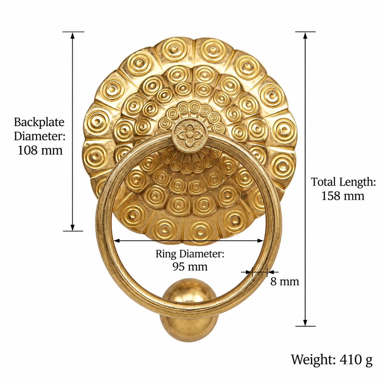 Classic Handles & Knobs T0703 in Solid brass for cabinets, wardrobes and furniture, product number T0703, T0703 - Brass - 108mm