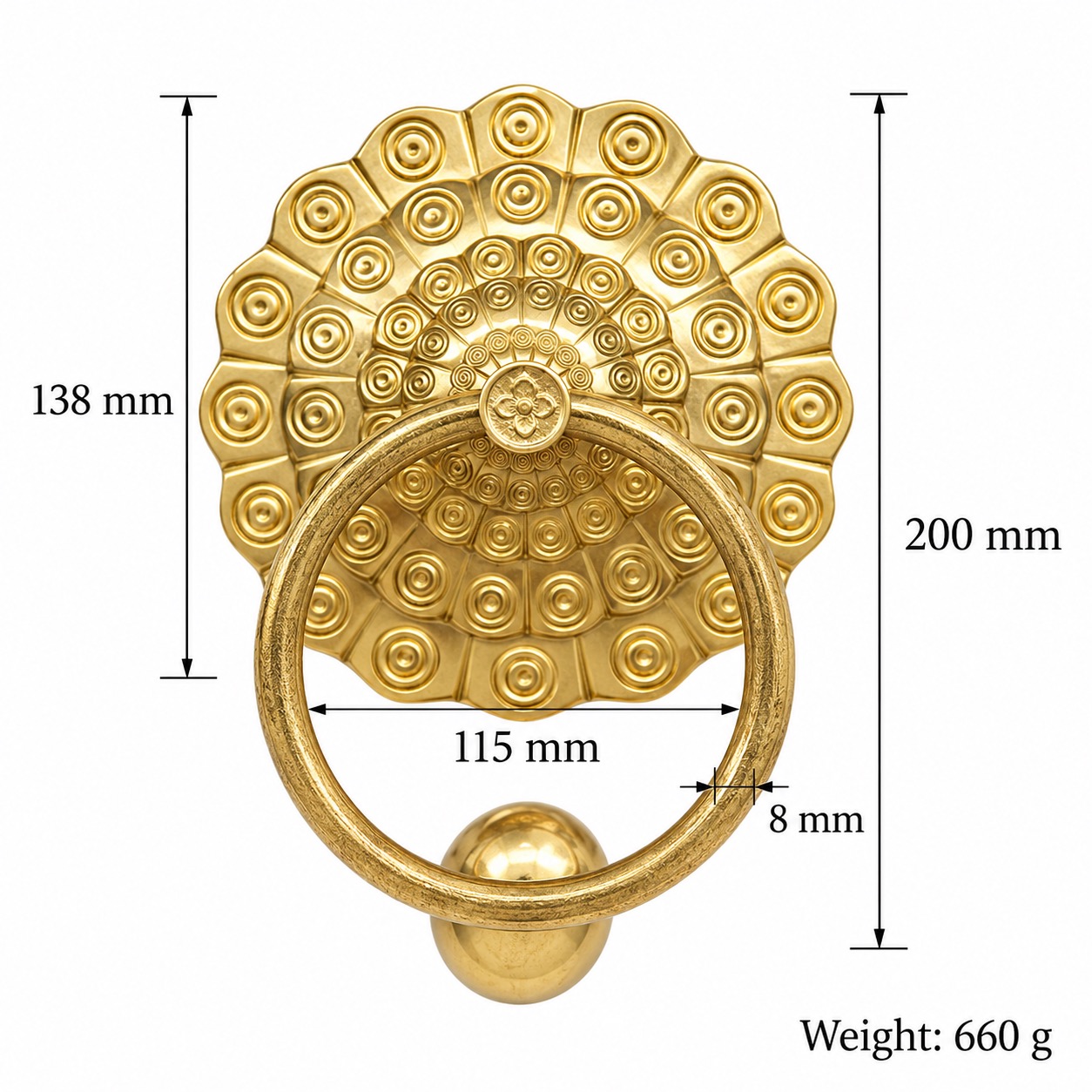Classic Handles & Knobs T0703 in Solid brass for cabinets, wardrobes and furniture, product number T0703, T0703 - Brass - 138mm