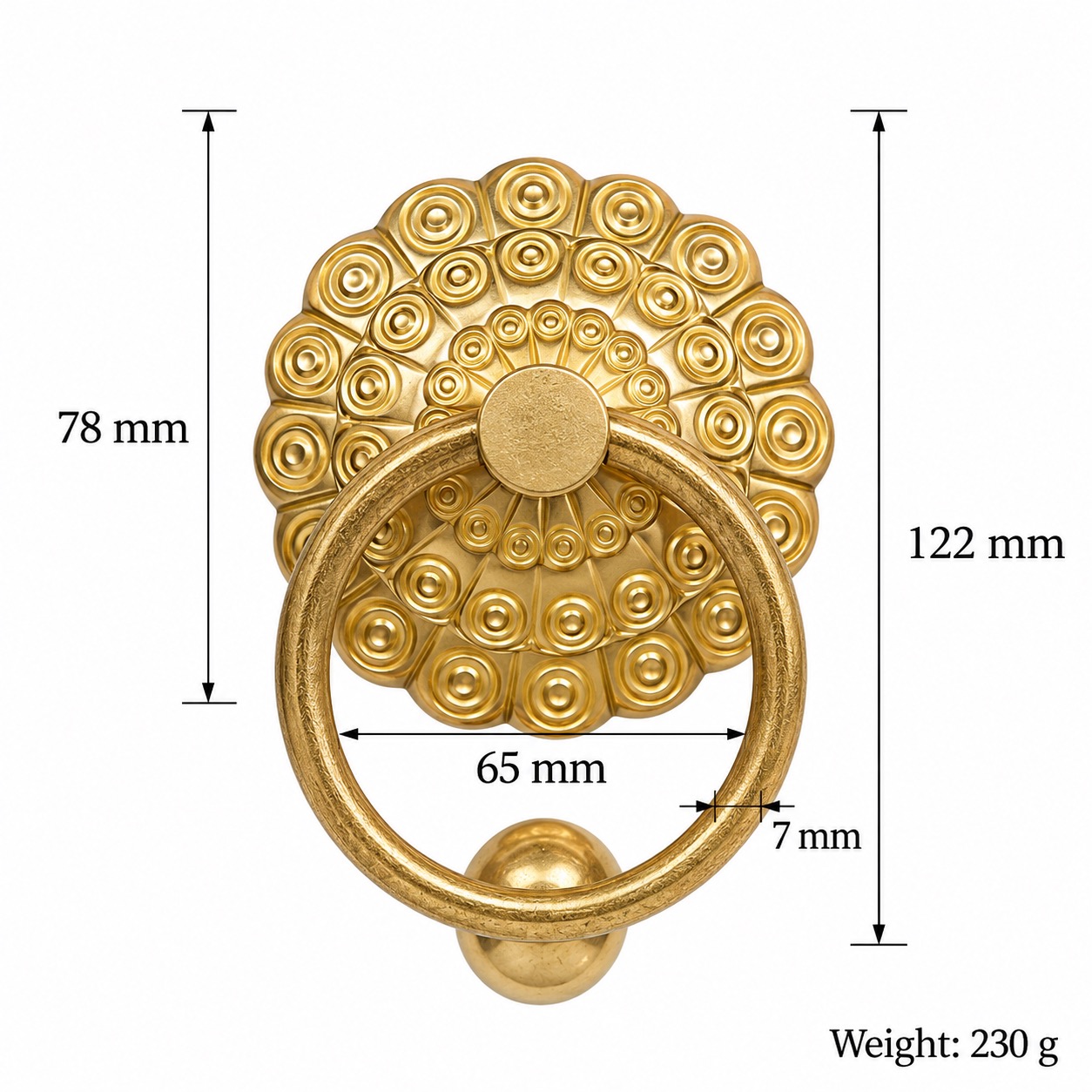 Classic Handles & Knobs T0703 in Solid brass for cabinets, wardrobes and furniture, product number T0703, T0703 - Brass - 78mm