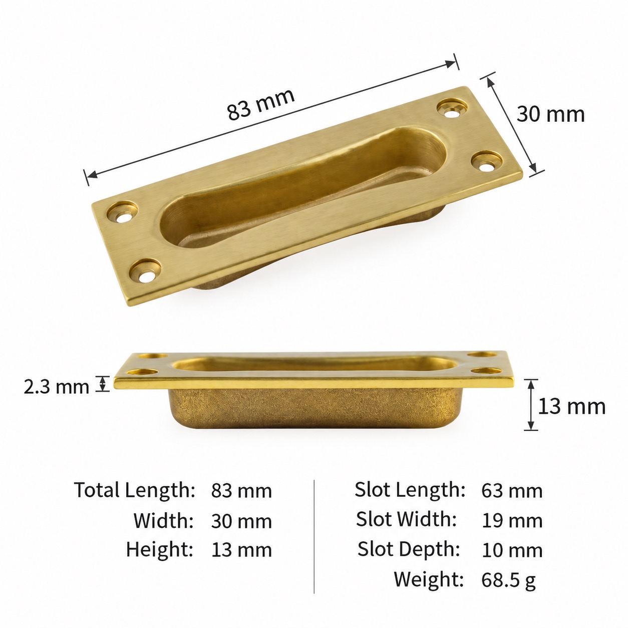 Classic Handles & Knobs T2010 in Solid brass for cabinets, wardrobes and furniture, product number T2010, T2010 - Matte - 84mm