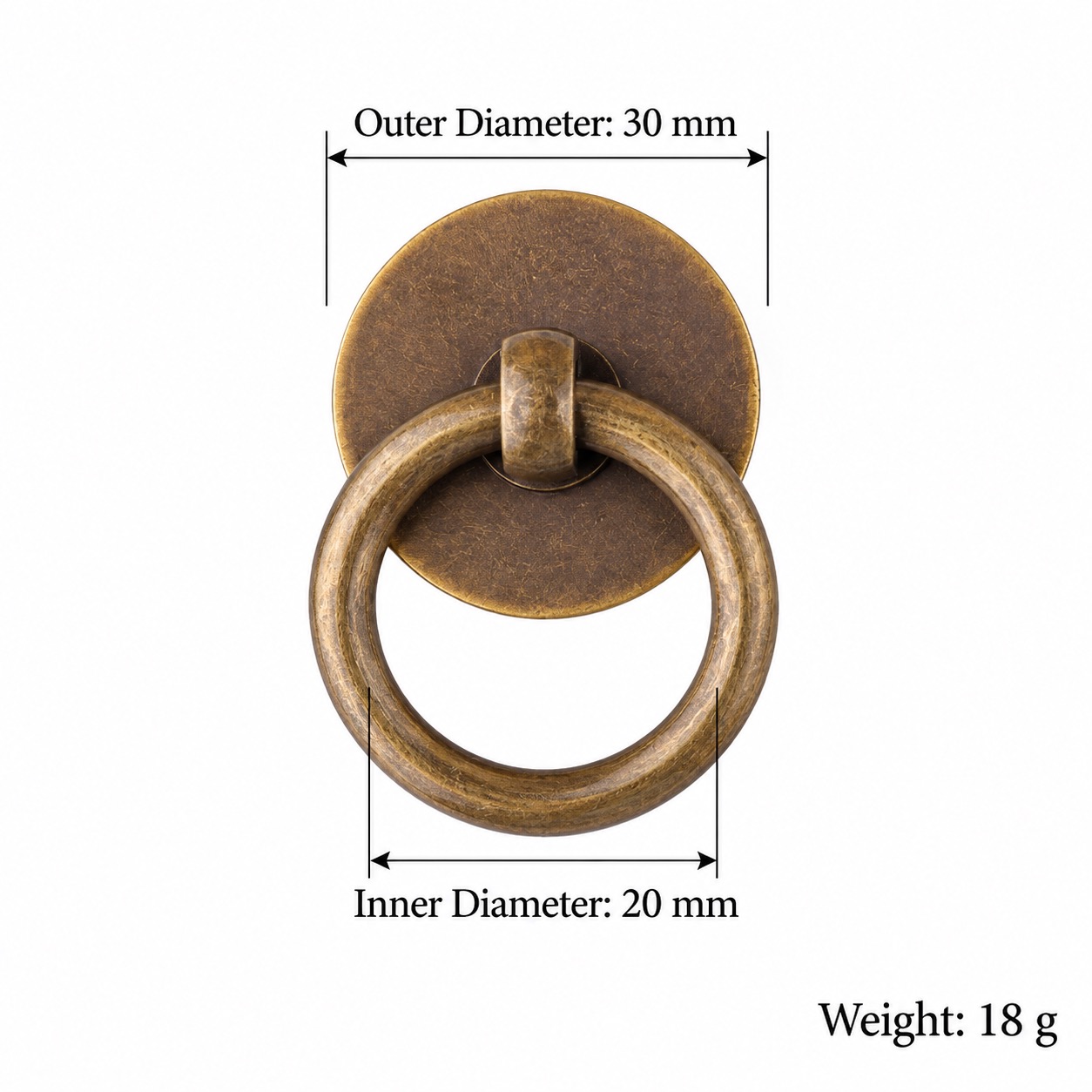 Classic Handles & Knobs T2204 in Solid brass for cabinets, wardrobes and furniture, product number T2204, T2204 - Antique bronze - 30mm