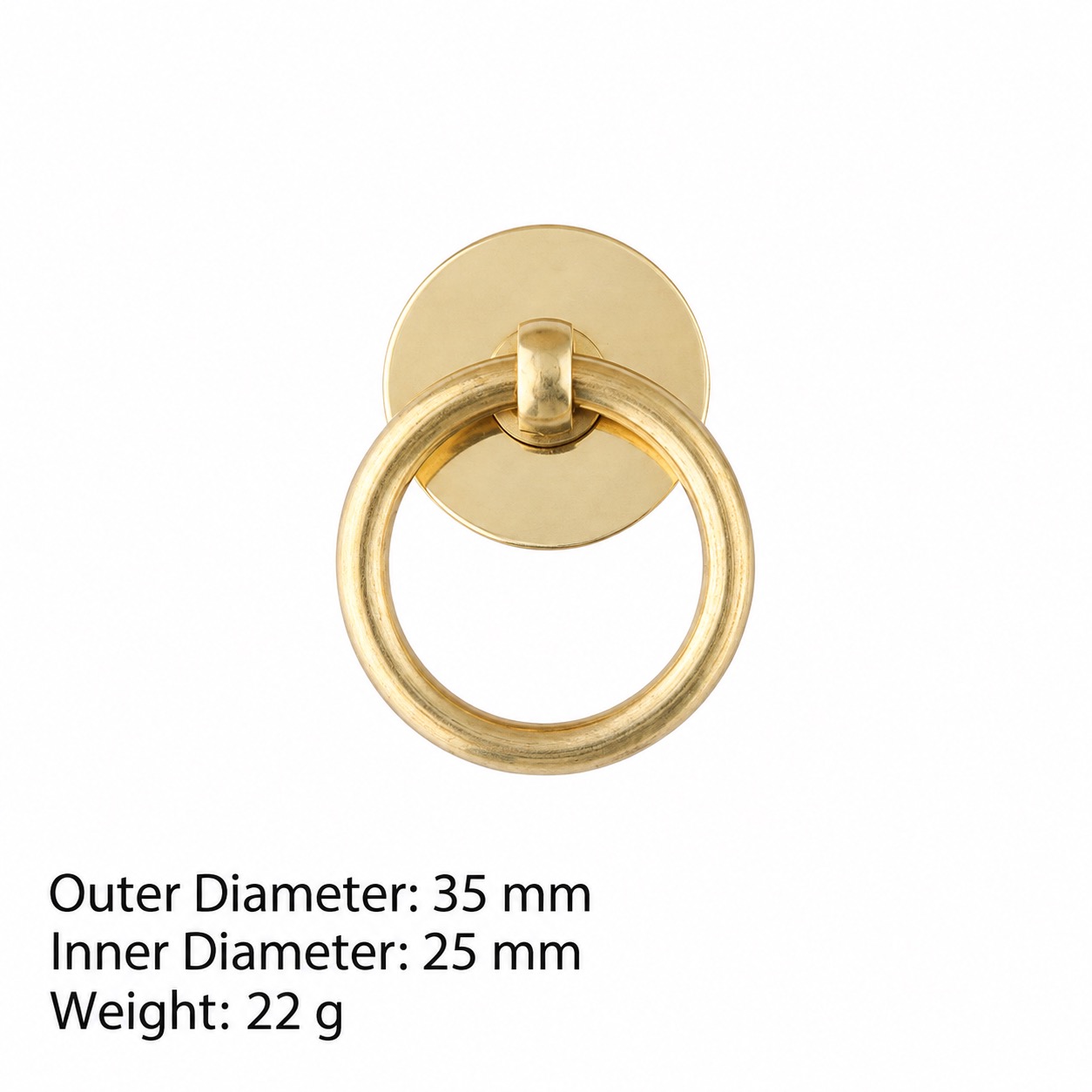 Classic Handles & Knobs T2204 in Solid brass for cabinets, wardrobes and furniture, product number T2204, T2204 - Brass - 35mm