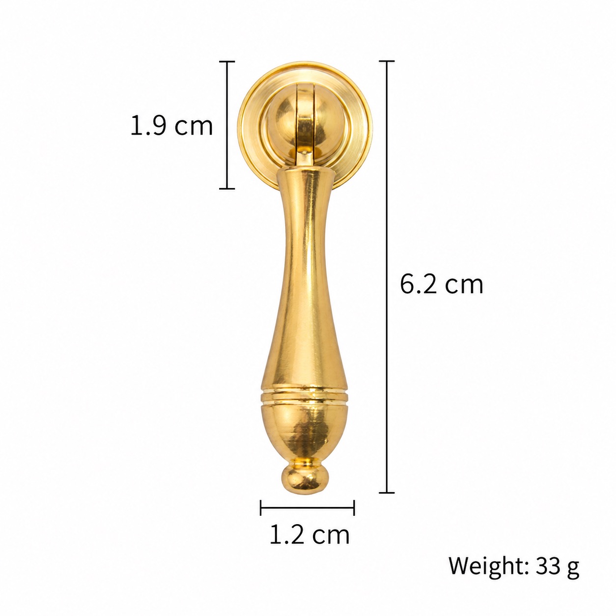 Classic Handles & Knobs T2516 in Solid brass for cabinets, wardrobes and furniture, product number T2516, T2516 - Brass - 62mm