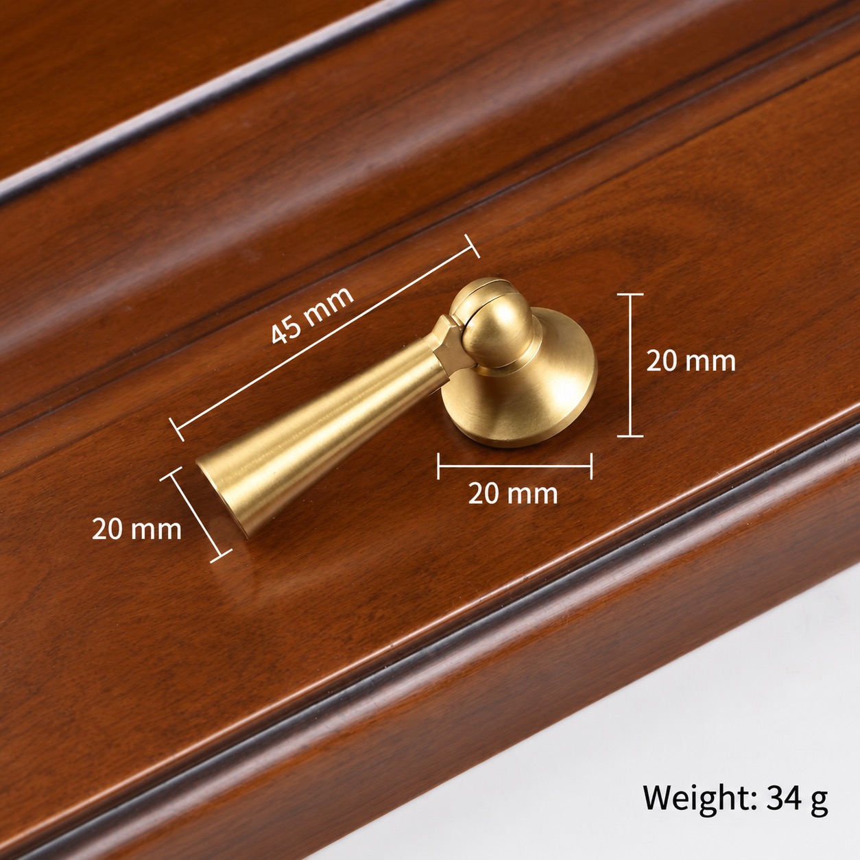 Classic Handles & Knobs T2533 in Solid brass for cabinets, wardrobes and furniture, product number T2533, T2533 - Matte - Small