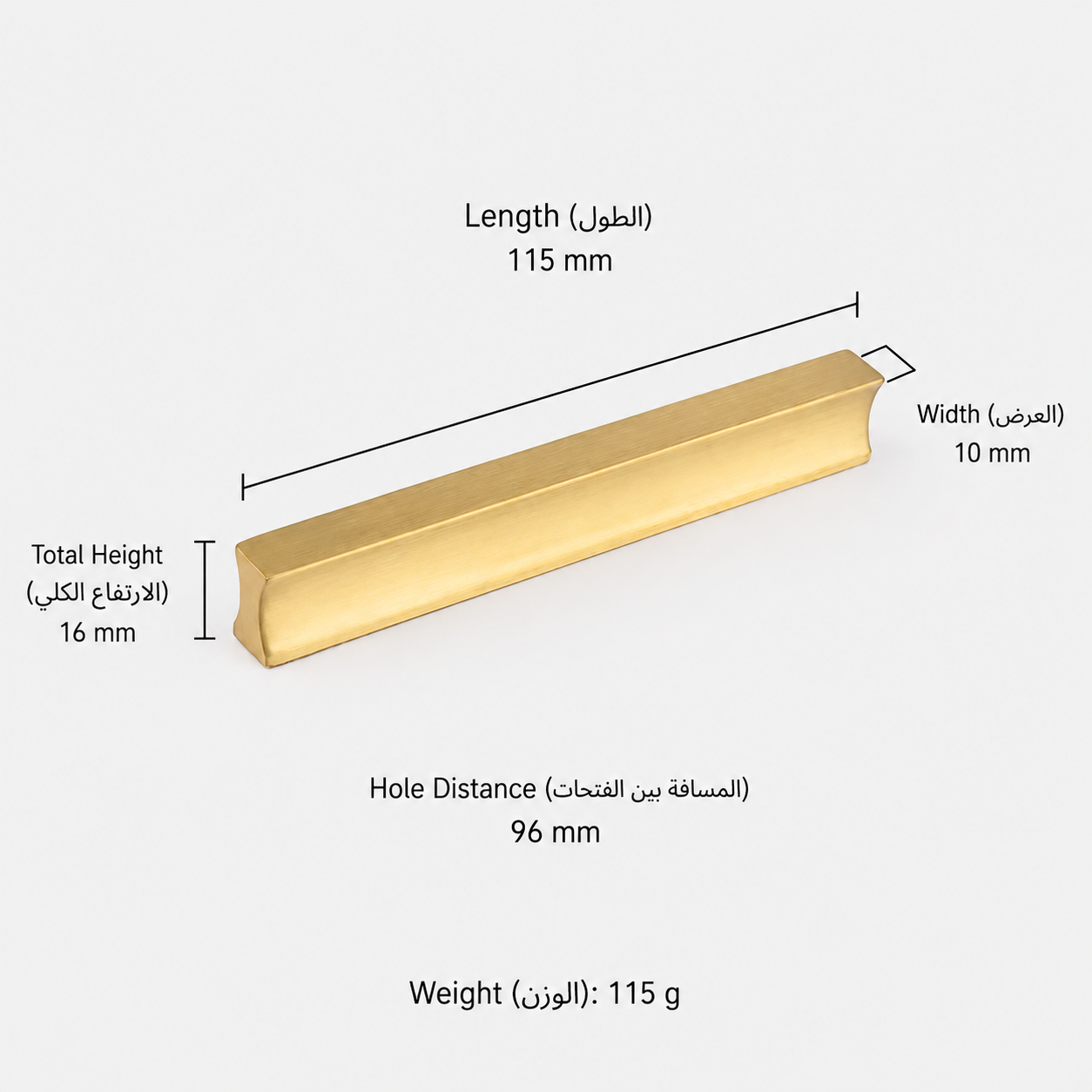 Modern Handles & Knobs L2922 in Solid brass for cabinets, wardrobes and furniture, product number L2922, L2922 - 115mm