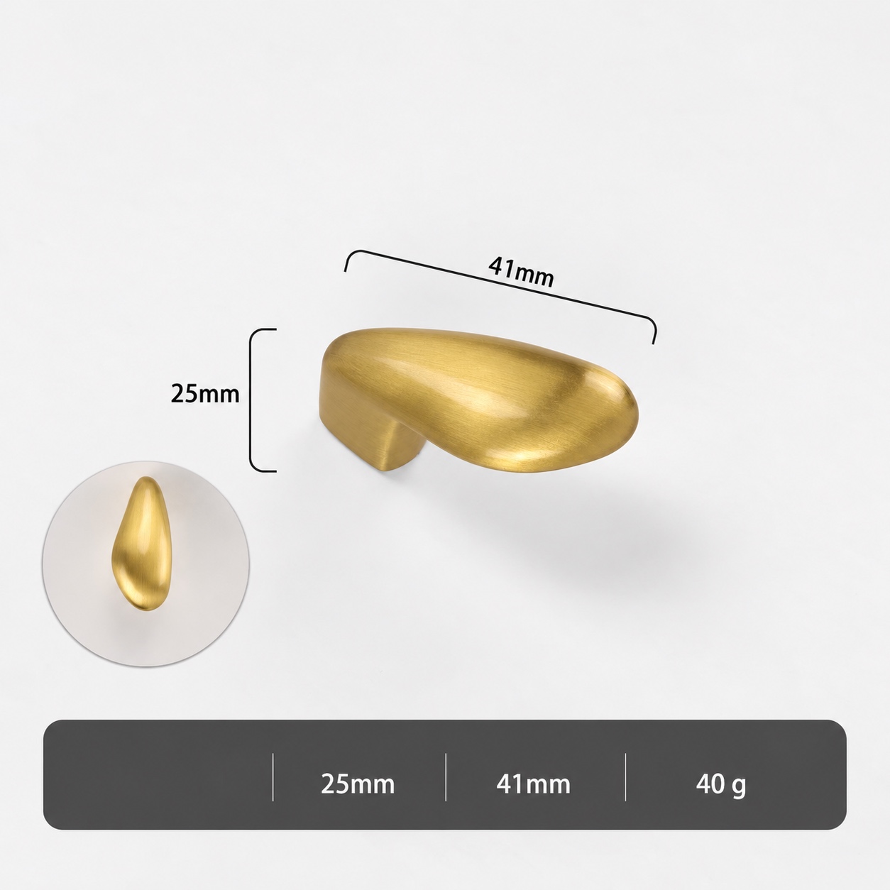 Modern Handles & Knobs T26004 in Solid brass for cabinets, wardrobes and furniture, product number T26004, T26004 - Natural brass