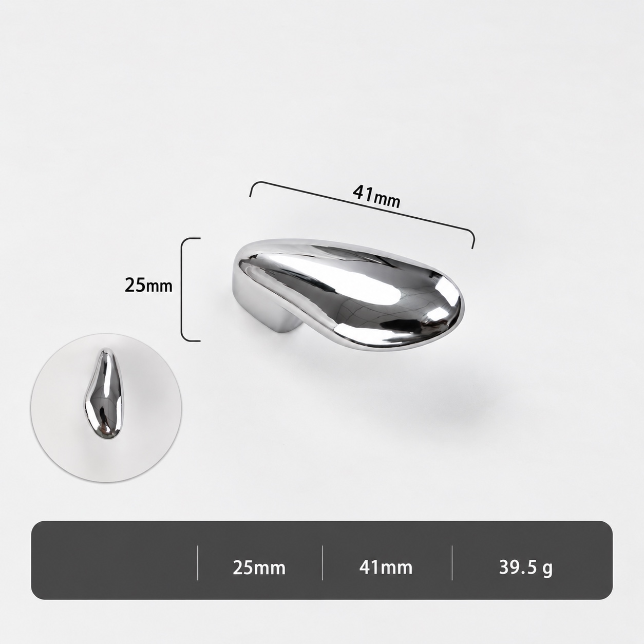 Modern Handles & Knobs T26004 in Solid brass for cabinets, wardrobes and furniture, product number T26004, T26004 - Silver
