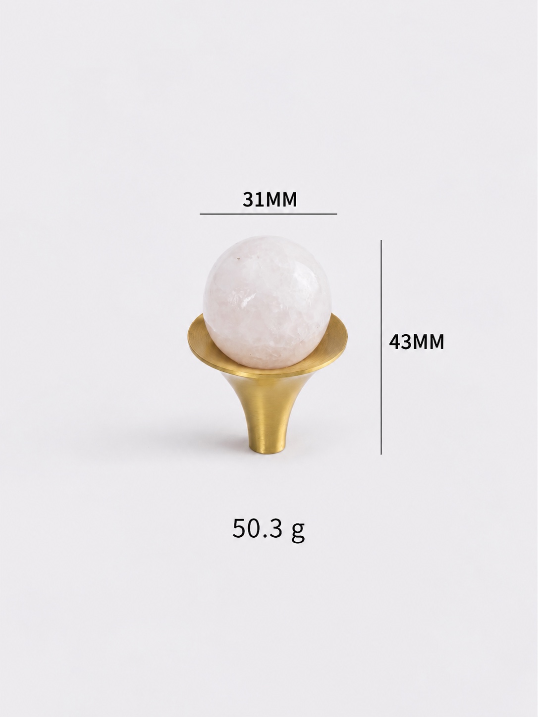 Modern Handles & Knobs T26015 in Solid brass for cabinets, wardrobes and furniture, product number T26015, T26015 - White crystal