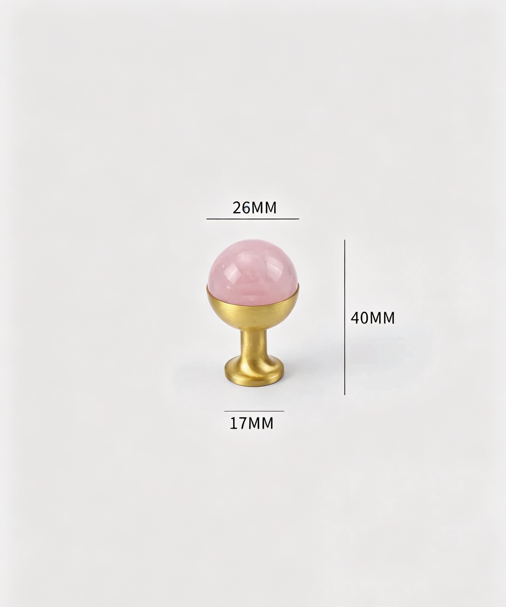 Modern Handles & Knobs T26017 in Solid brass for cabinets, wardrobes and furniture, product number T26017, T26017 - Pink crystal
