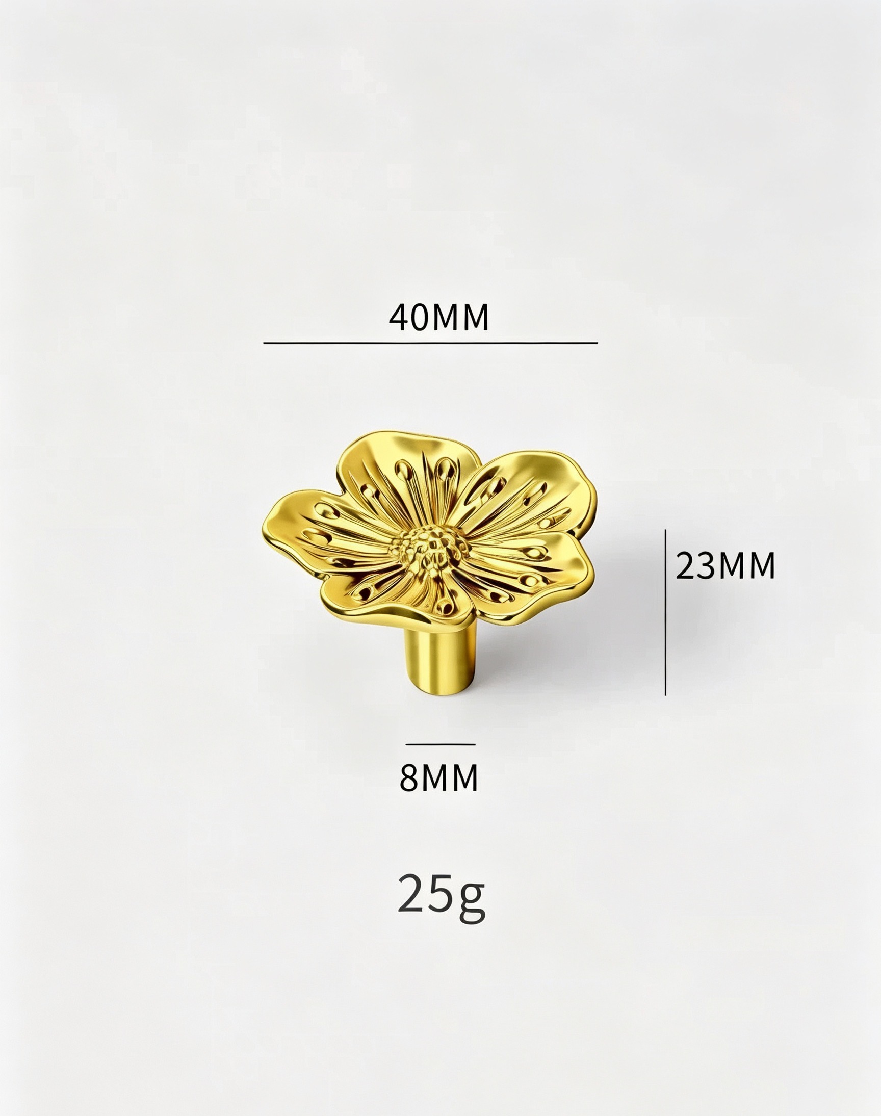Modern Handles & Knobs T26019B in Solid brass for cabinets, wardrobes and furniture, product number T26019B, T26019B - Camellia - Gold