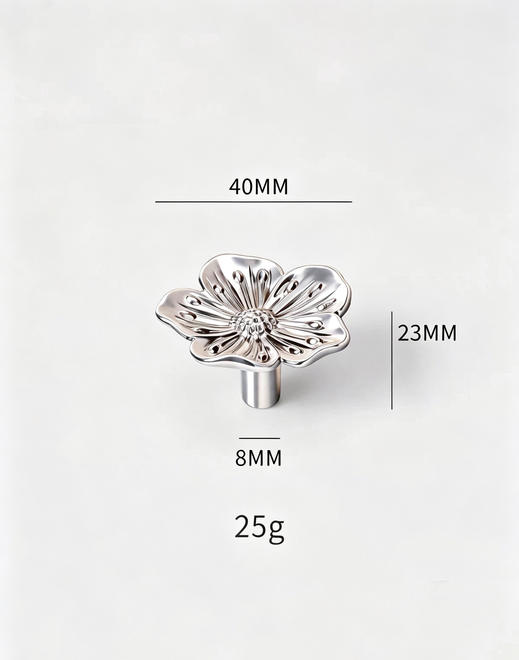 Modern Handles & Knobs T26019B in Solid brass for cabinets, wardrobes and furniture, product number T26019B, T26019B - Camellia - Silver