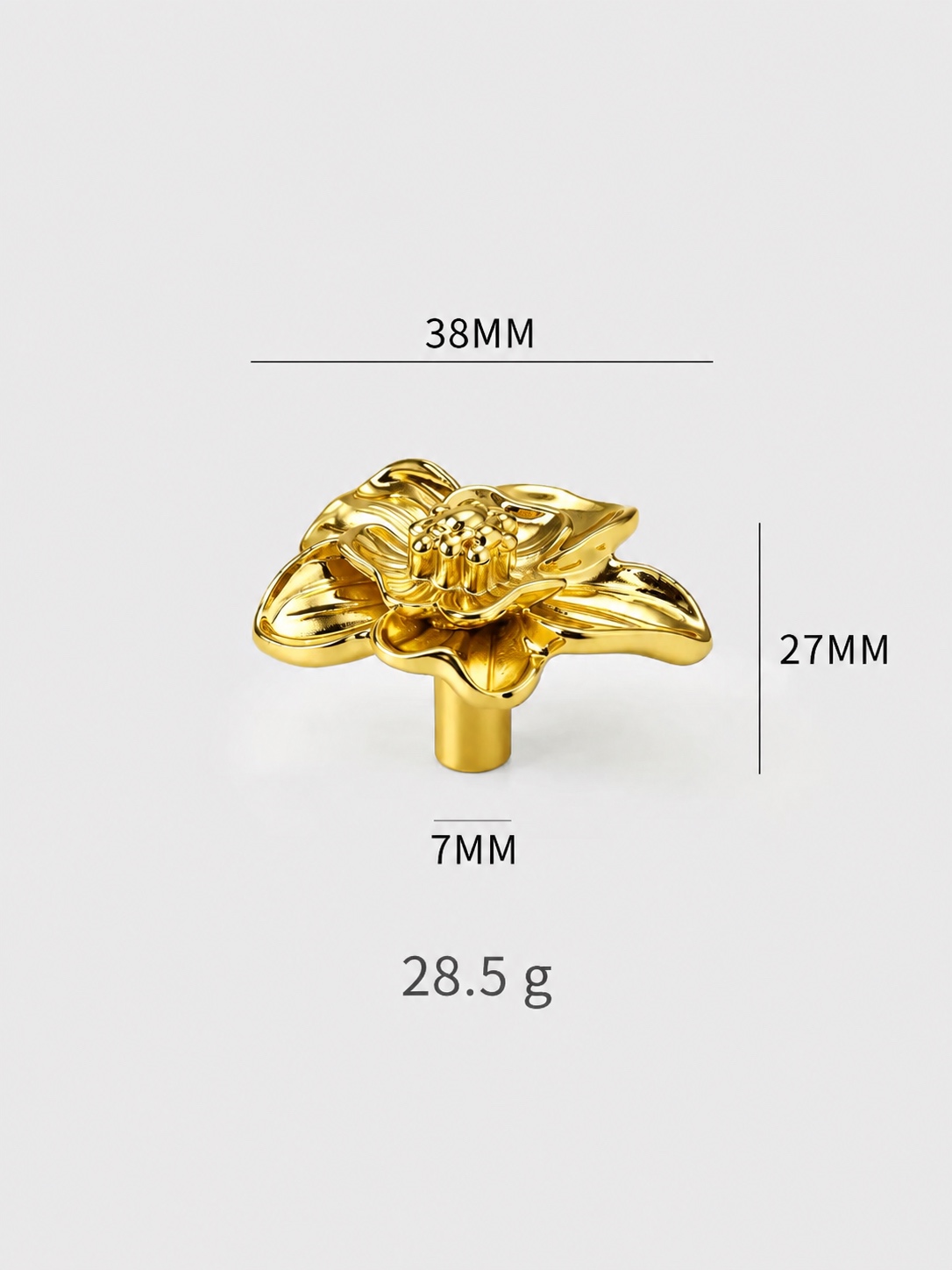 Modern Handles & Knobs T26019E in Solid brass for cabinets, wardrobes and furniture, product number T26019E, T26019E - Camellia - Gold