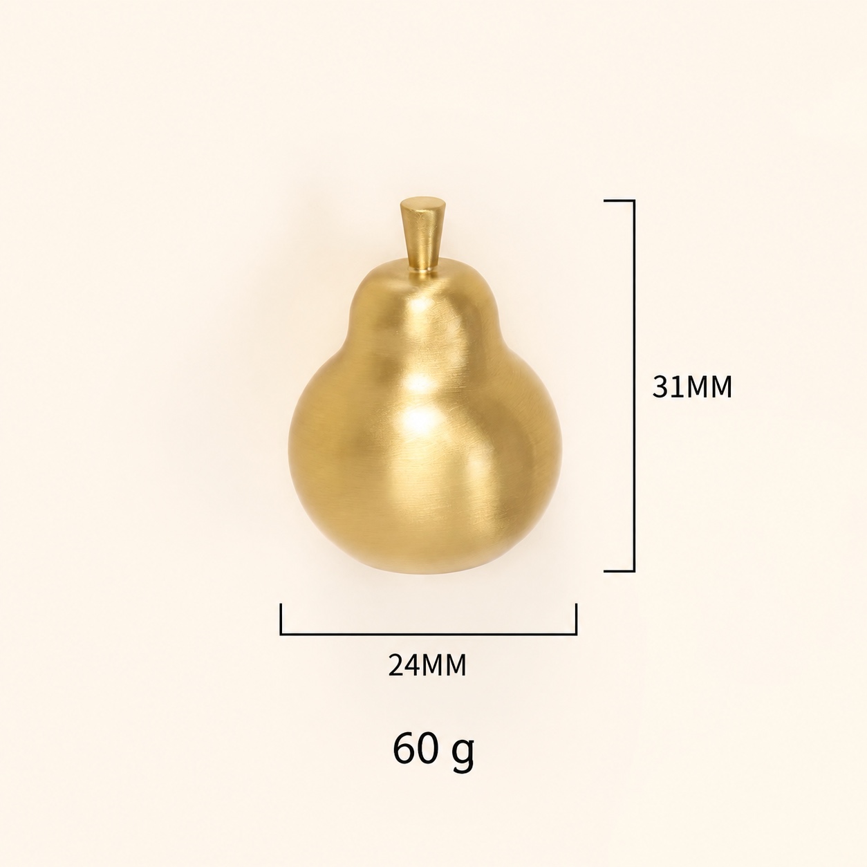 Modern Handles & Knobs T26021 in Solid brass for cabinets, wardrobes and furniture, product number T26021, T26021 - Pear - Matte brushed
