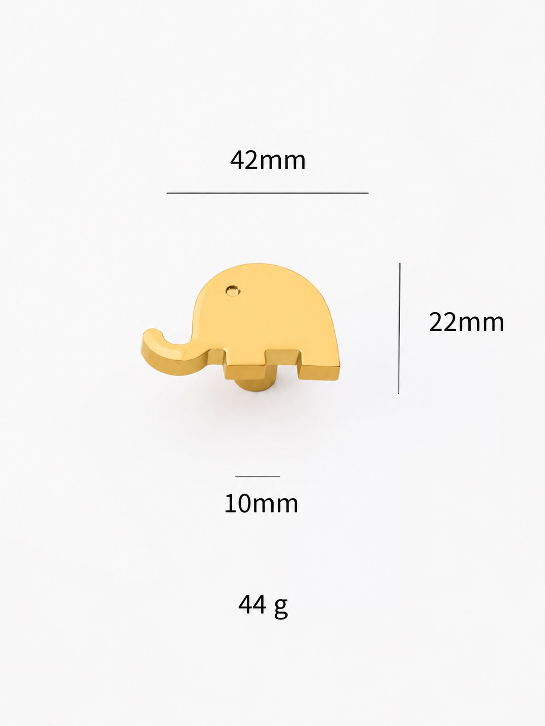 Modern Handles & Knobs T26030 in Solid brass for cabinets, wardrobes and furniture, product number T26030, T26030 - Elephant - Gold