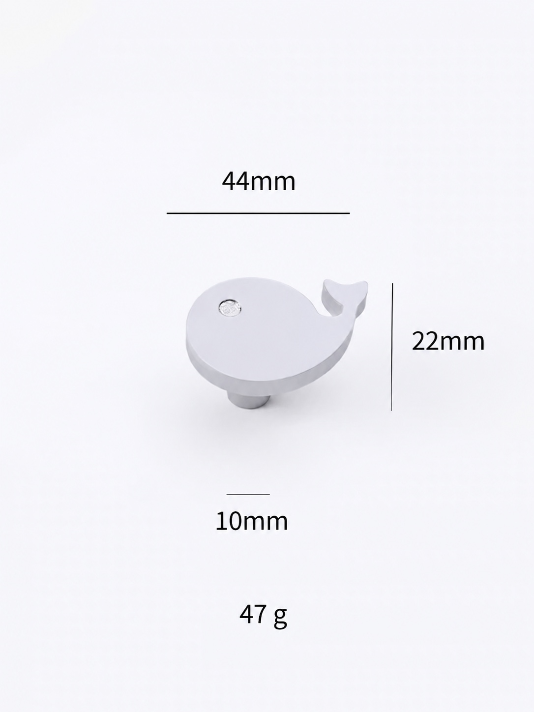 Modern Handles & Knobs T26031 in Solid brass for cabinets, wardrobes and furniture, product number T26031, T26031 - Whale - Silver