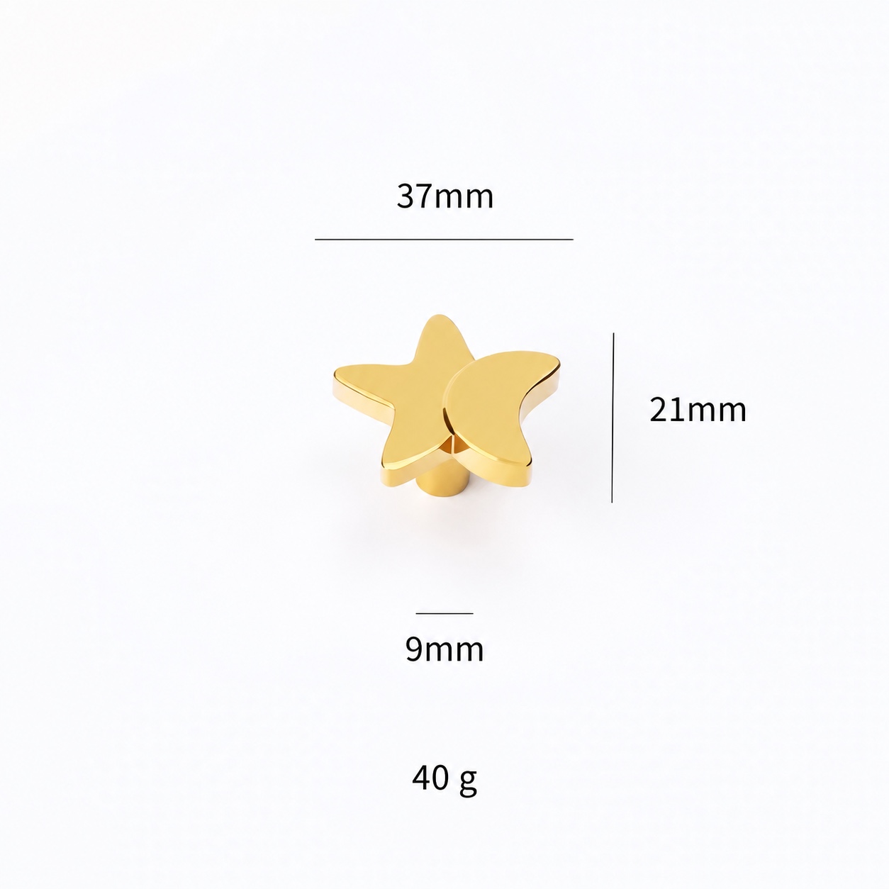 Modern Handles & Knobs T26032 in Solid brass for cabinets, wardrobes and furniture, product number T26032, T26032 - Star - Gold