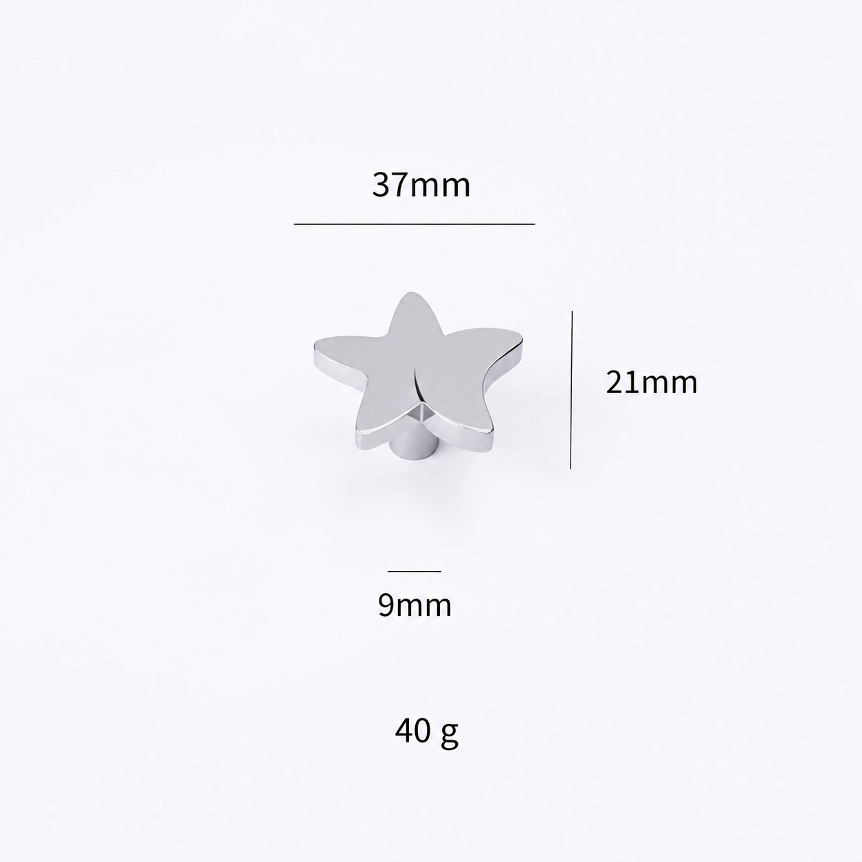 Modern Handles & Knobs T26032 in Solid brass for cabinets, wardrobes and furniture, product number T26032, T26032 - Star - Silver
