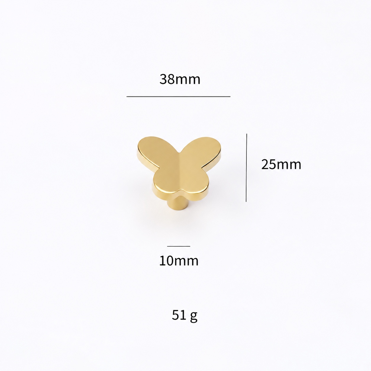 Modern Handles & Knobs T26033 in Solid brass for cabinets, wardrobes and furniture, product number T26033, T26033 - Butterfly - Gold