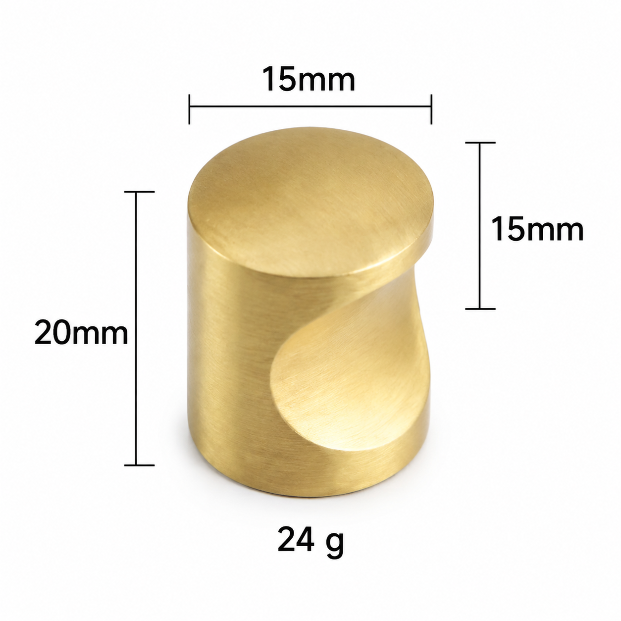 Modern Handles & Knobs T2626 in Solid brass for cabinets, wardrobes and furniture, product number T2626, T2626 - Matte - 15mm