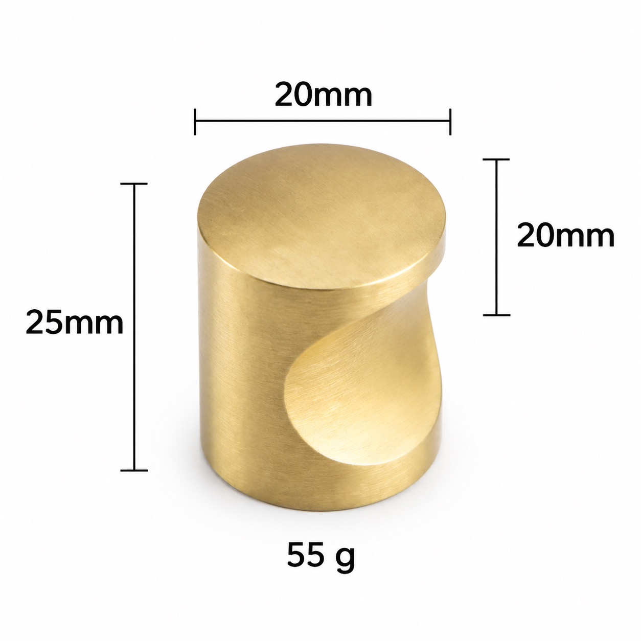 Modern Handles & Knobs T2626 in Solid brass for cabinets, wardrobes and furniture, product number T2626, T2626 - Matte - 20mm
