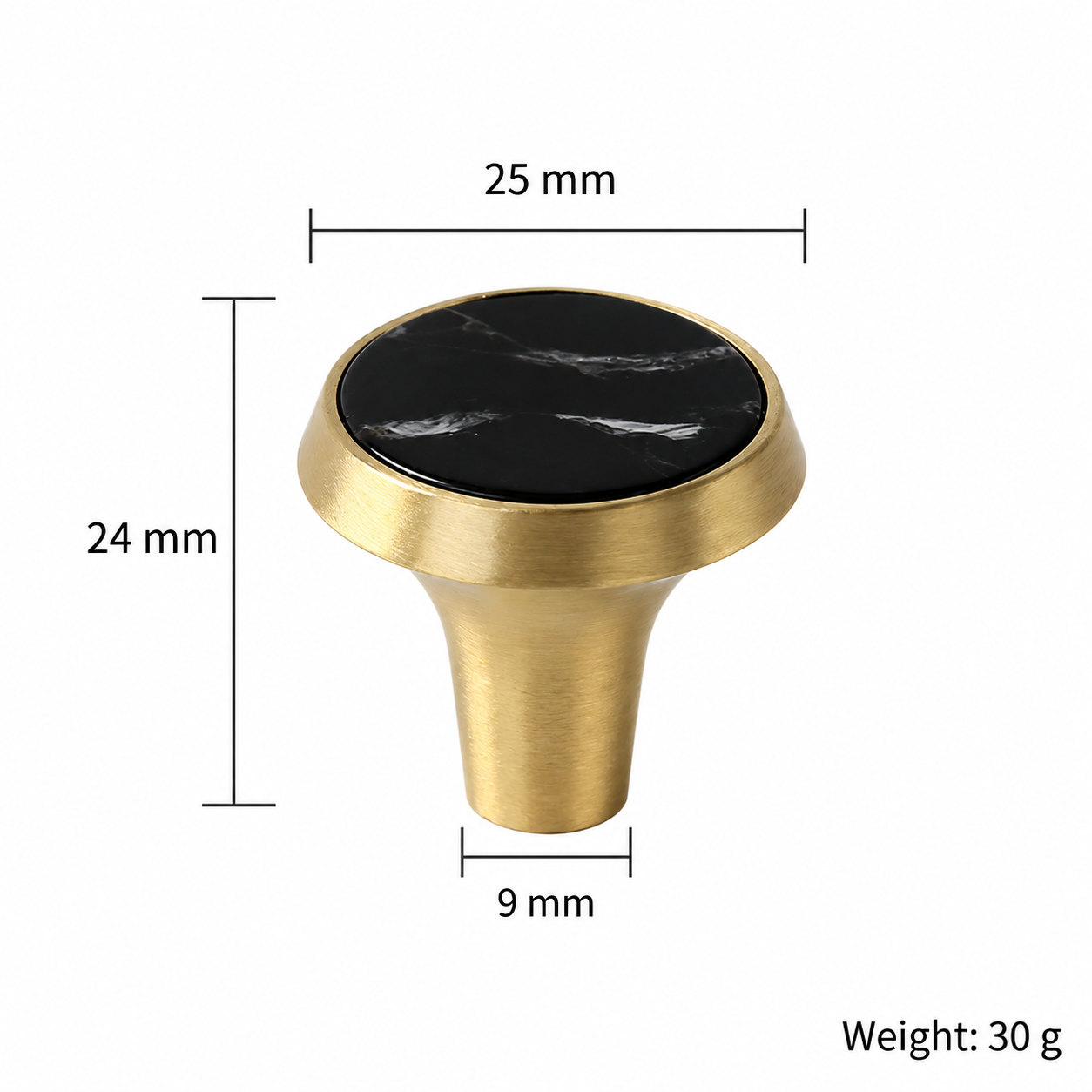 Modern Handles & Knobs T2627 in Solid brass for cabinets, wardrobes and furniture, product number T2627, T2627 - SKU variant - 25mm