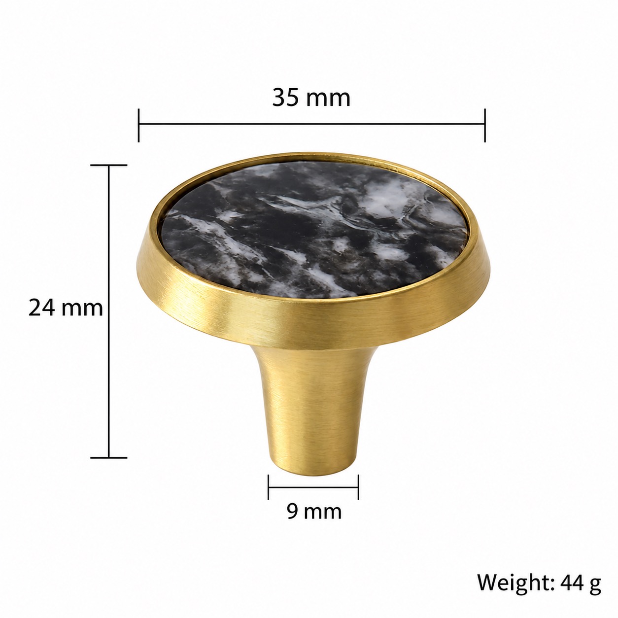 Modern Handles & Knobs T2627 in Solid brass for cabinets, wardrobes and furniture, product number T2627, T2627 - SKU variant - 35mm