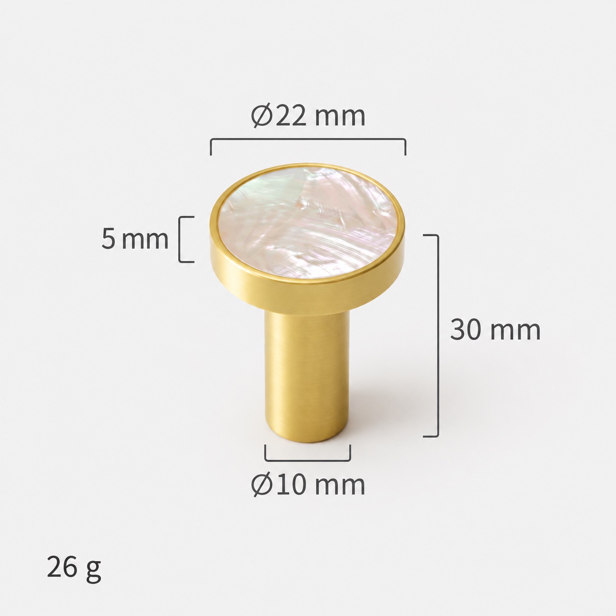 Modern Handles & Knobs T2628 in Solid brass for cabinets, wardrobes and furniture, product number T2628, T2628 - Matte - 22mmWhite shell