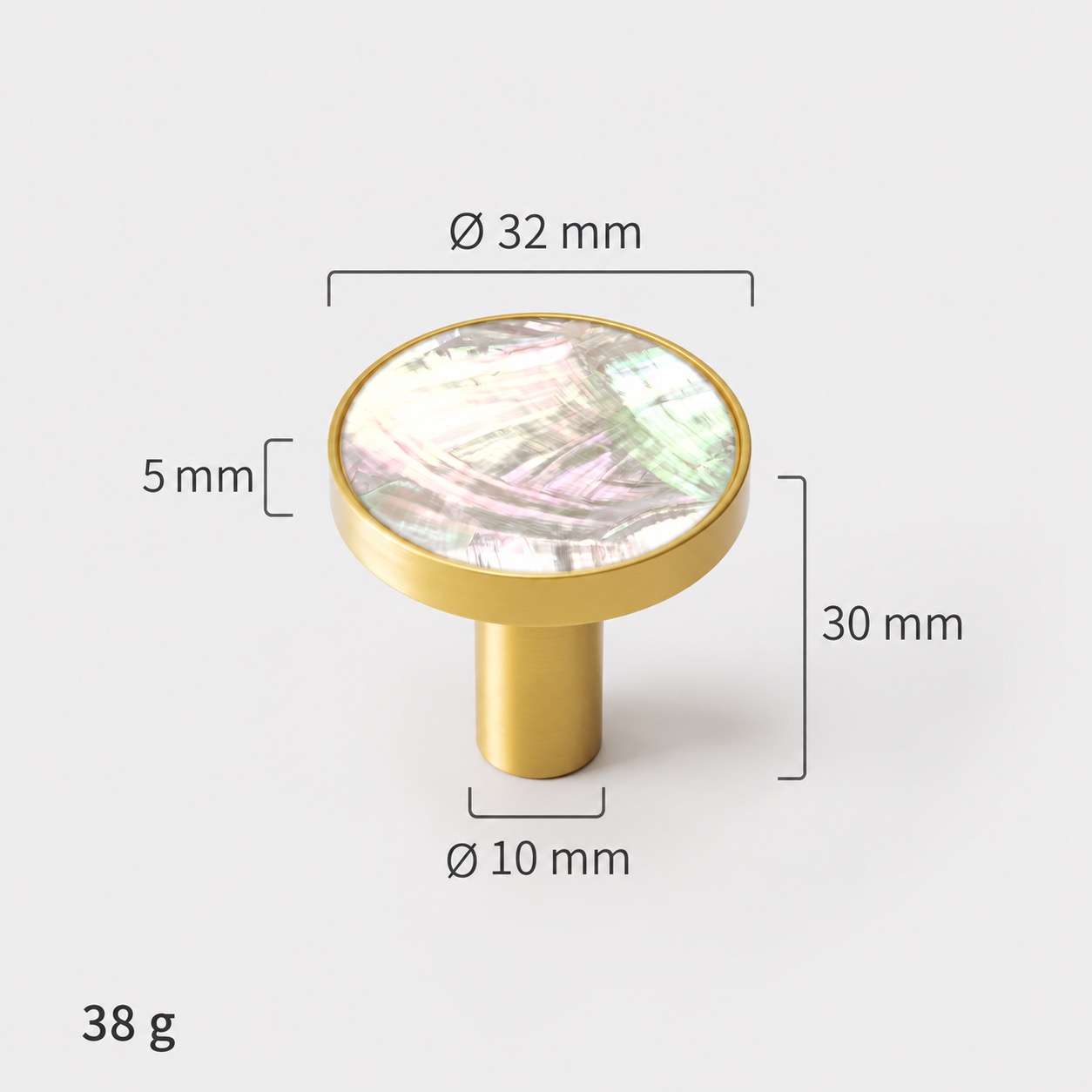Modern Handles & Knobs T2628 in Solid brass for cabinets, wardrobes and furniture, product number T2628, T2628 - Matte - 32mmWhite shell