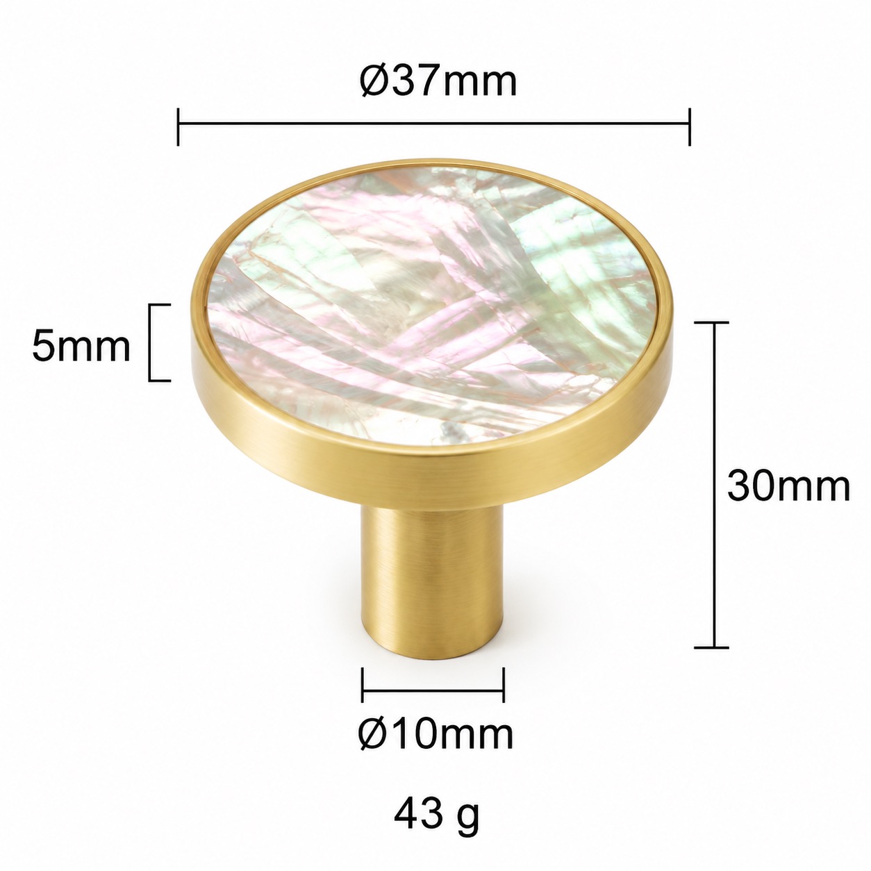 Modern Handles & Knobs T2628 in Solid brass for cabinets, wardrobes and furniture, product number T2628, T2628 - Matte - 37mmWhite shell