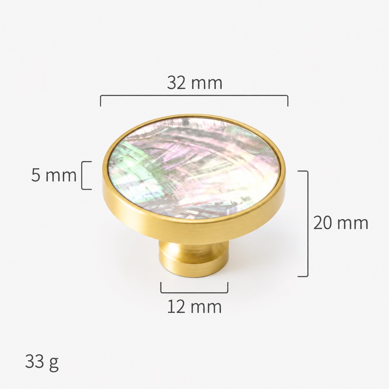 Modern Handles & Knobs T2629 in Solid brass for cabinets, wardrobes and furniture, product number T2629, T2629 - Matte - 32mmWhite shell