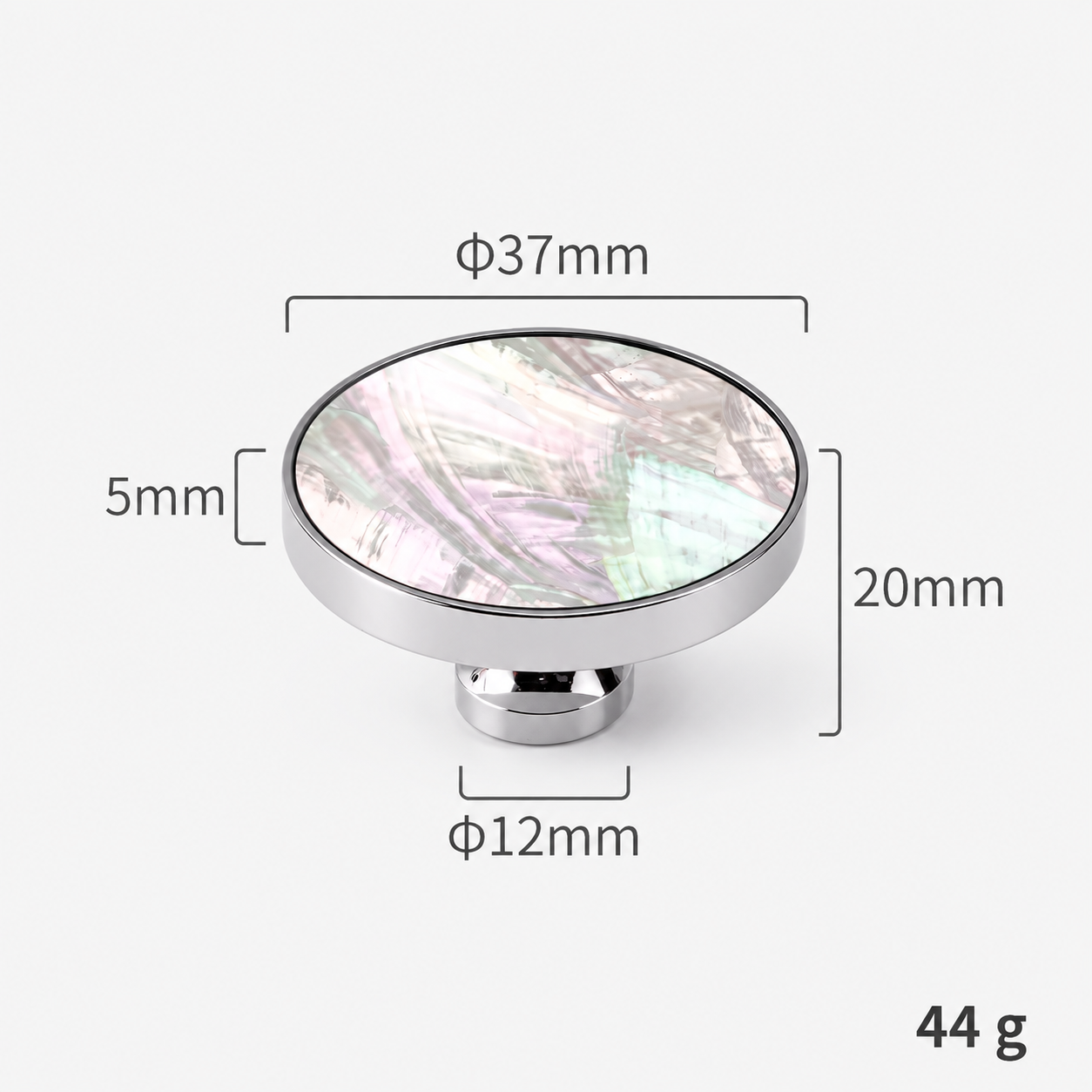 Modern Handles & Knobs T2629 in Solid brass for cabinets, wardrobes and furniture, product number T2629, T2629 - Silver - 37mmWhite shell