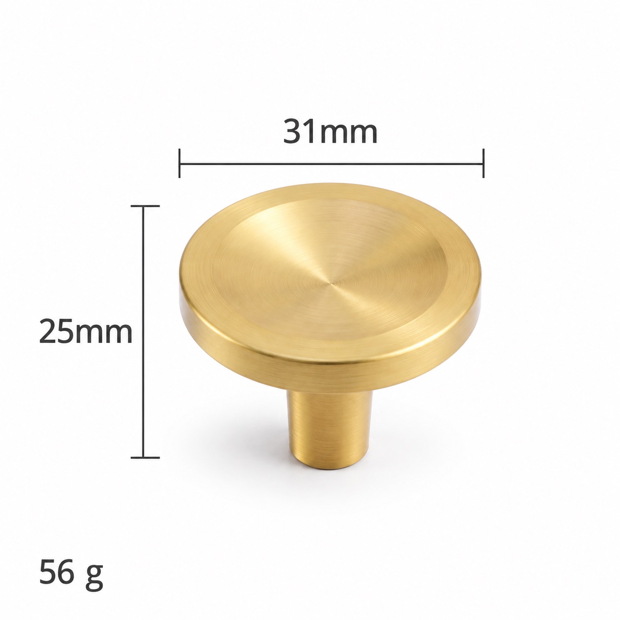 Modern Handles & Knobs T2631 in Solid brass for cabinets, wardrobes and furniture, product number T2631, T2631 - Matte - 31mm